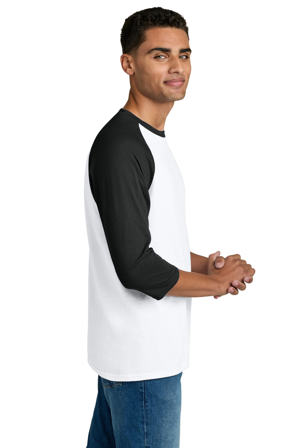 Gildan Heavy Cotton 3/4-Sleeve Raglan T-Shirt. 5700 - White/ Black - side