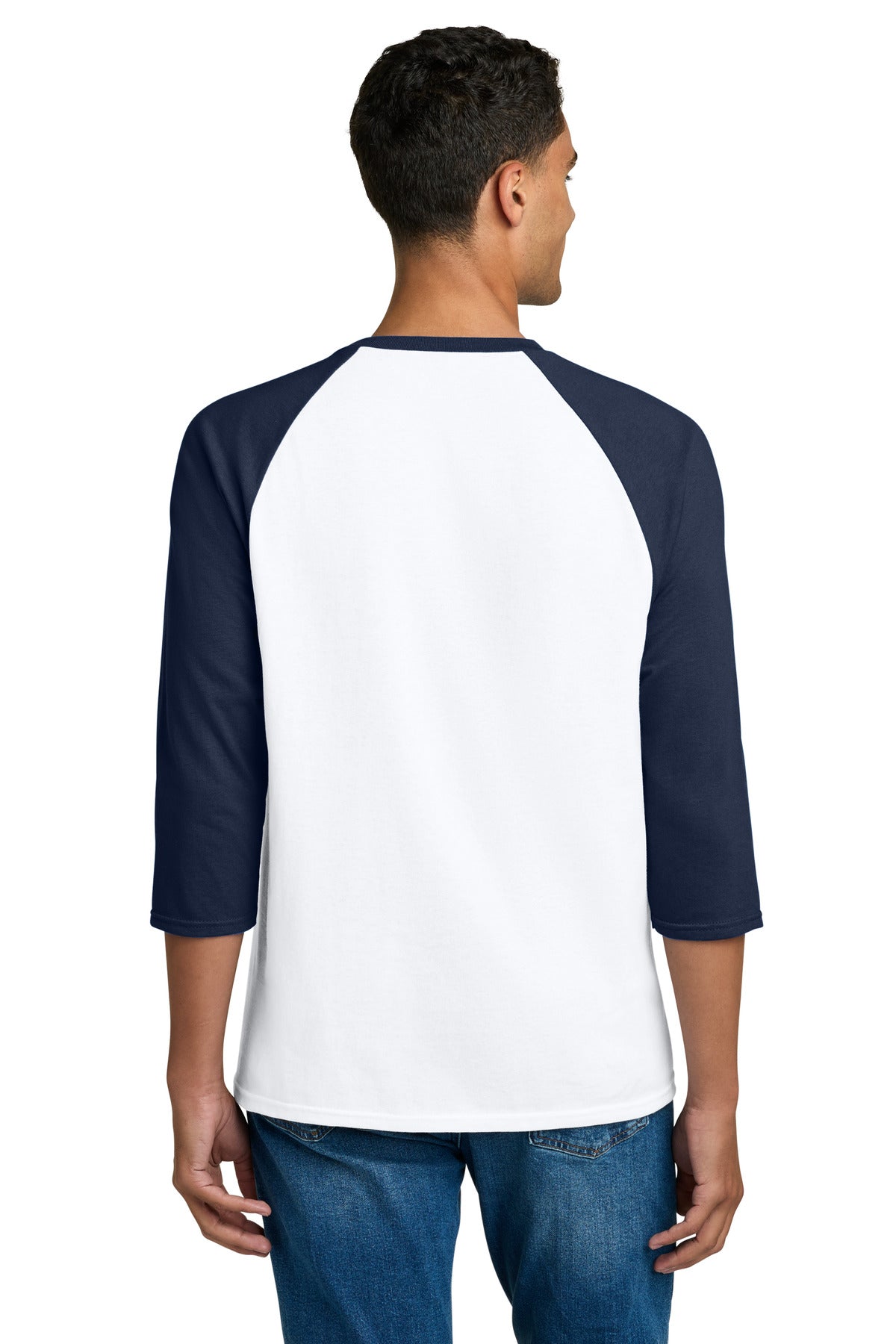 Gildan Heavy Cotton 3/4-Sleeve Raglan T-Shirt. 5700 - White/ Navy - back