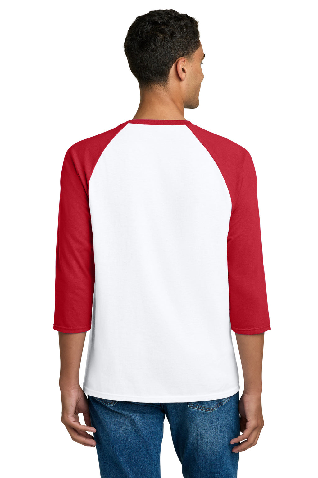 Gildan Heavy Cotton 3/4-Sleeve Raglan T-Shirt. 5700 - White/ Red - back