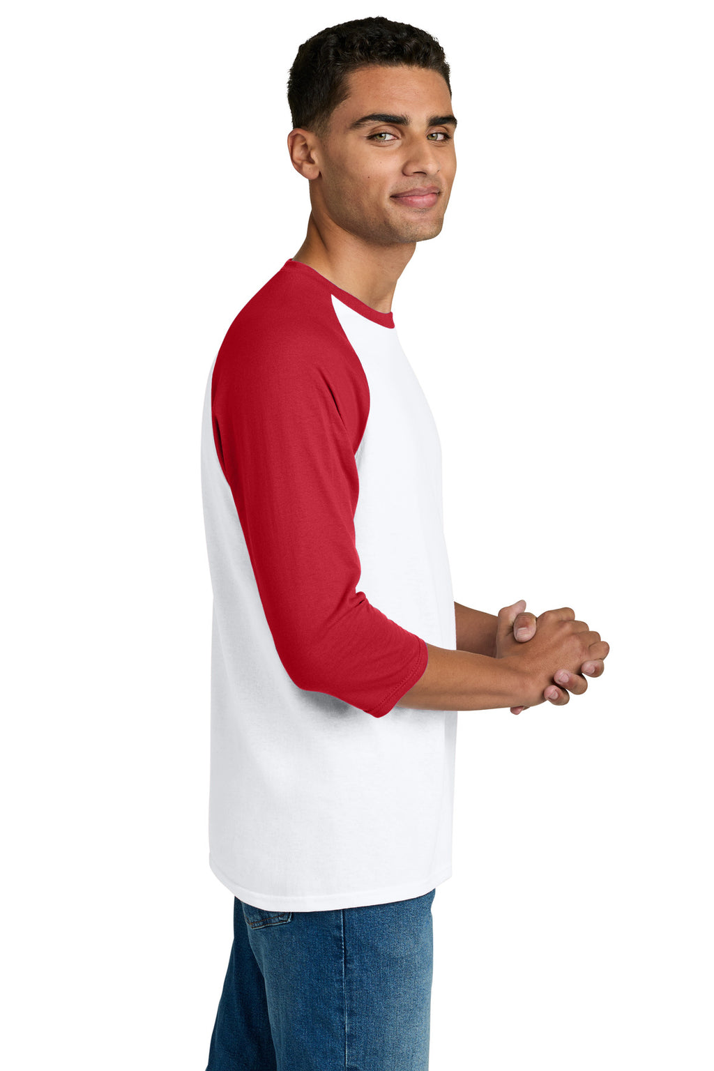 Gildan Heavy Cotton 3/4-Sleeve Raglan T-Shirt. 5700 - White/ Red - side