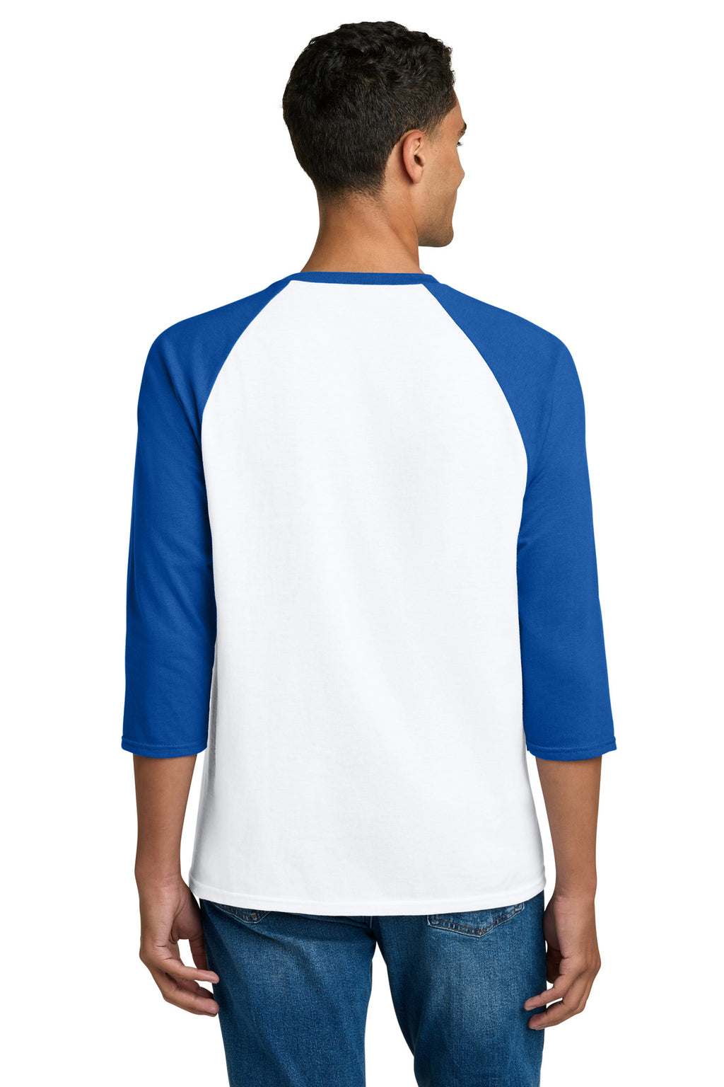 Gildan Heavy Cotton 3/4-Sleeve Raglan T-Shirt. 5700 - White/ Royal - back