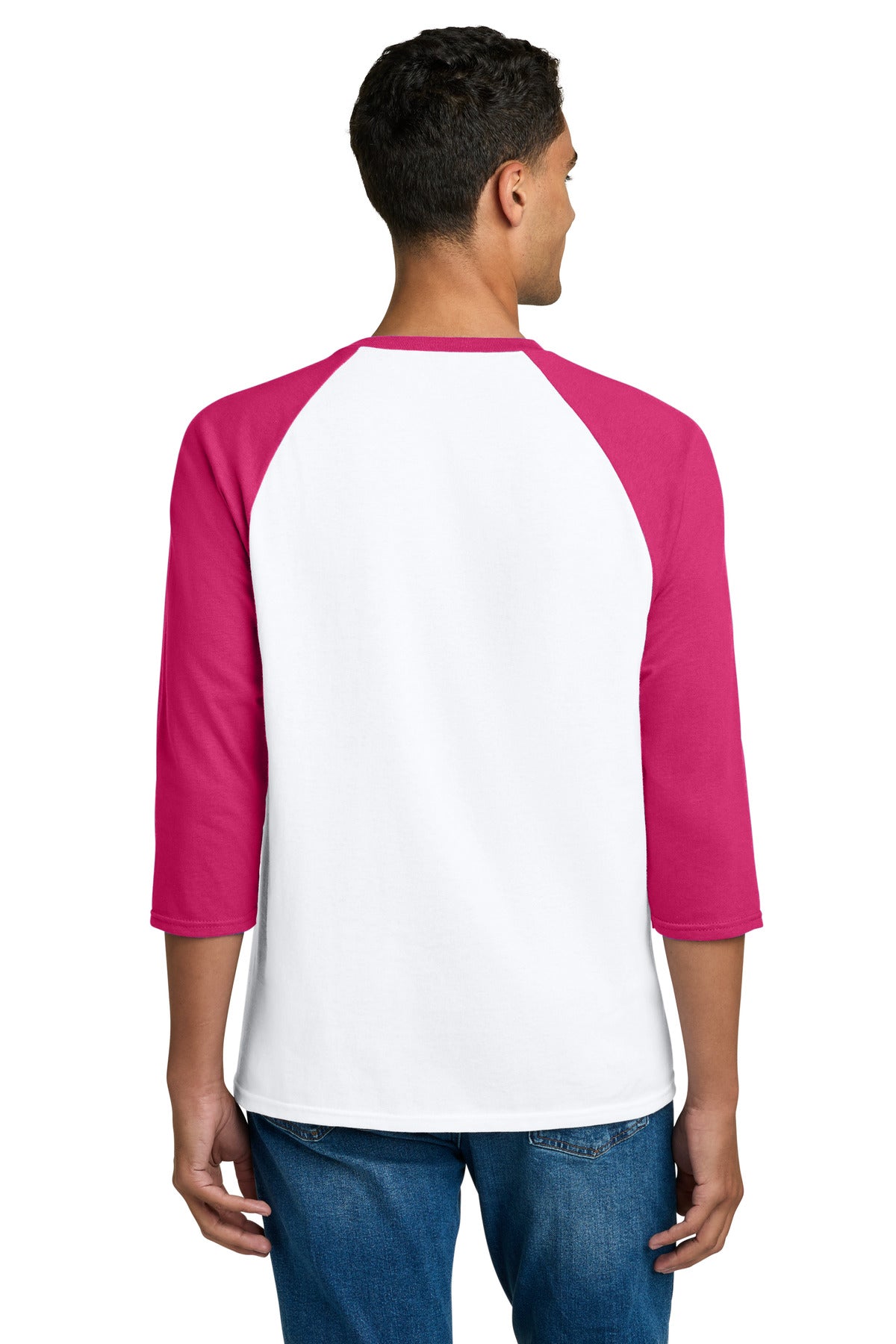 Gildan Heavy Cotton 3/4-Sleeve Raglan T-Shirt. 5700 - White Trim Heliconia - back