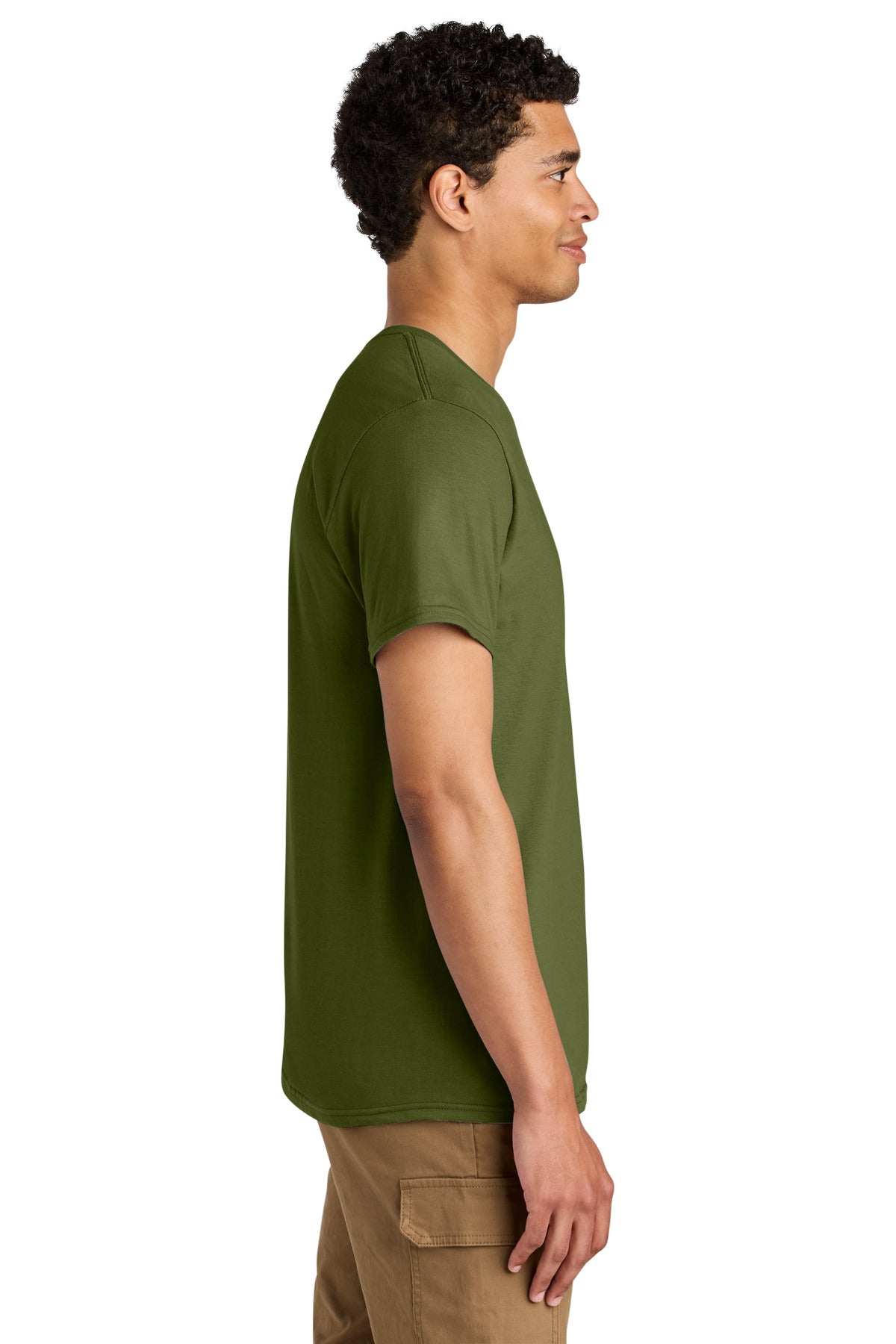 Jerzees Unisex Premium Combed Ring Spun Cotton Tee 570M - Olive Oil - side