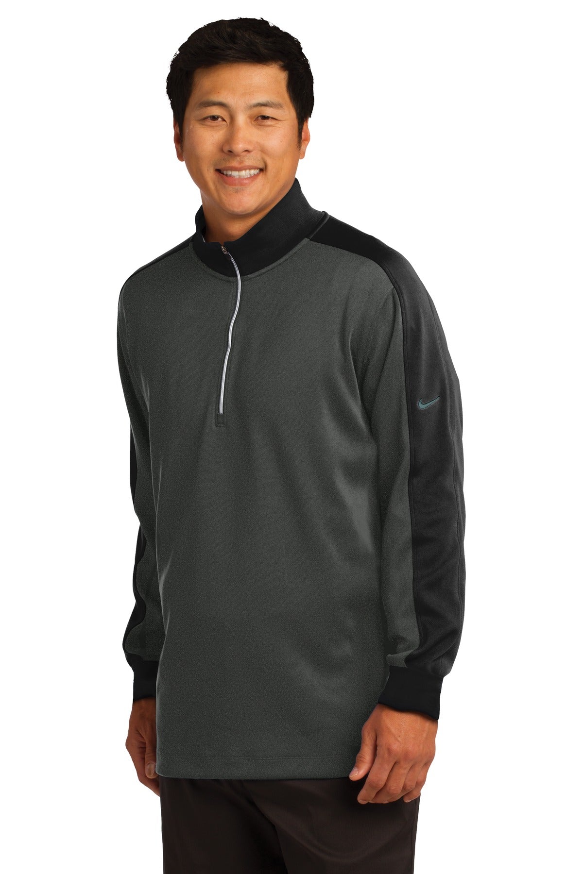 Nike Dri-FIT 1/2-Zip Cover-Up. 578673 - Anthracite Heather/ Black - three_q