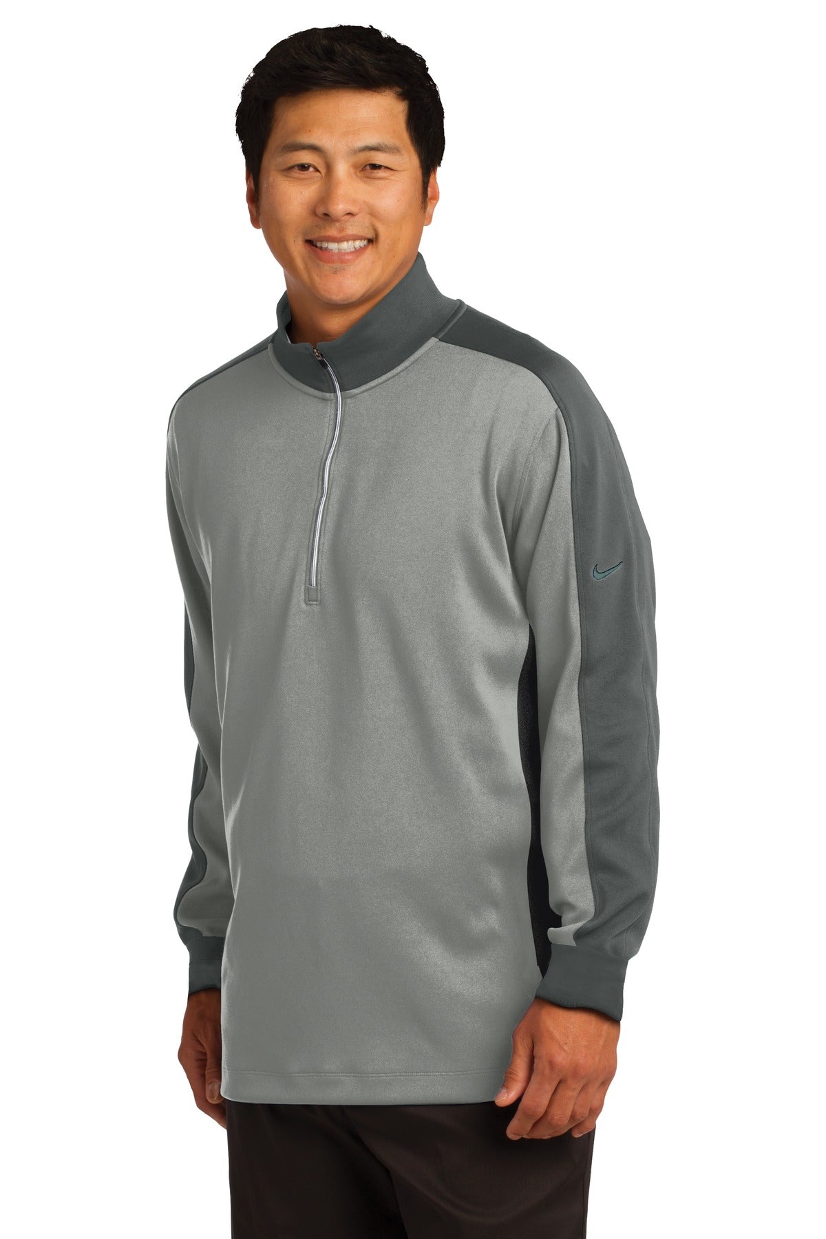 Nike Dri-FIT 1/2-Zip Cover-Up. 578673 - Athletic Grey Heather/ Dark Grey - three_q