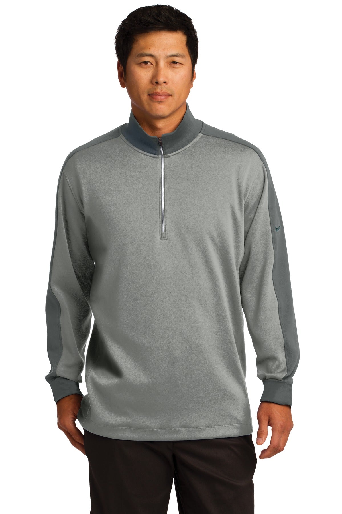 Nike Dri-FIT 1/2-Zip Cover-Up. 578673 - Athletic Grey Heather/ Dark Grey - front