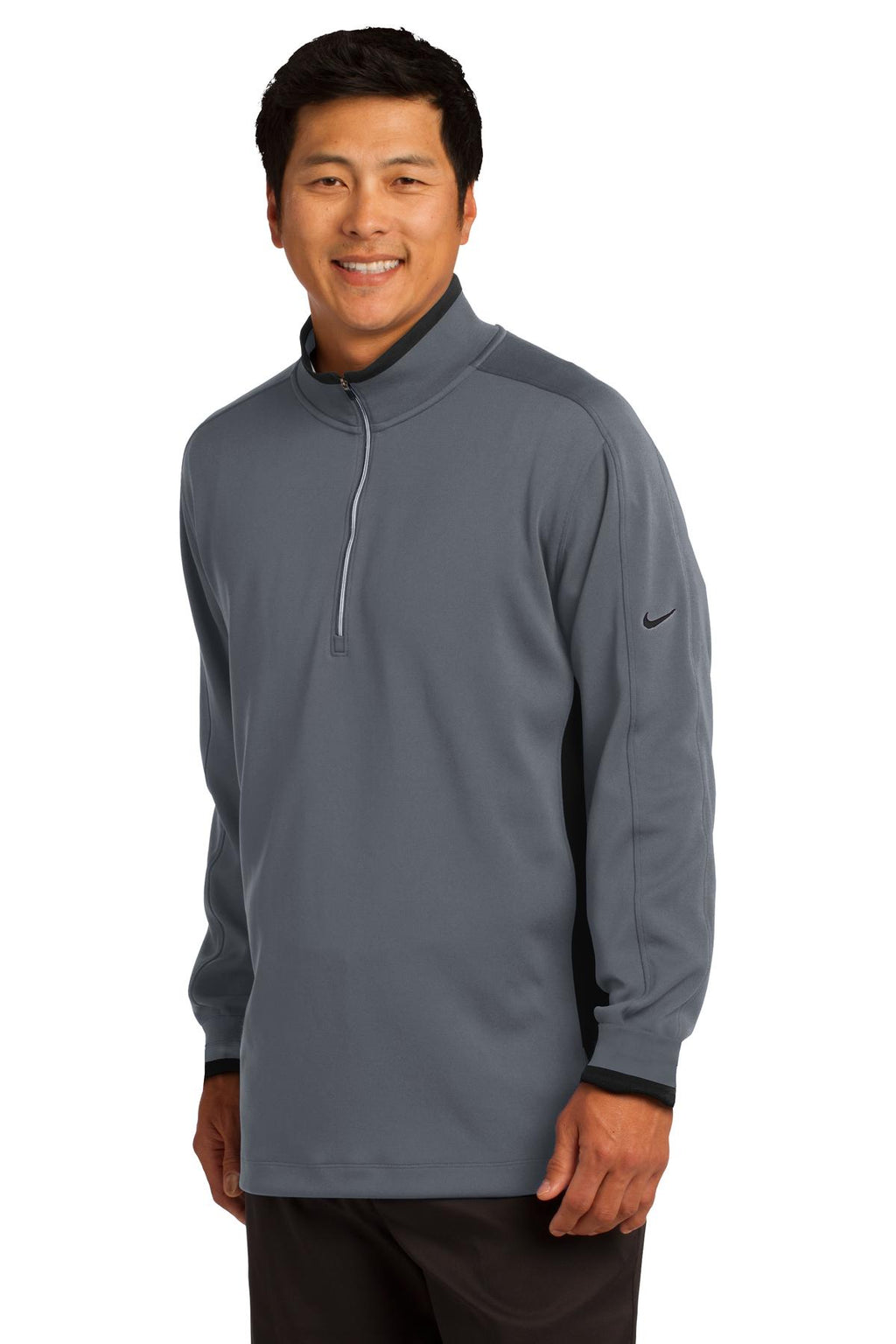 Nike Dri-FIT 1/2-Zip Cover-Up. 578673 - Dark Grey/ Black/ Sport Fuchsia - three_q