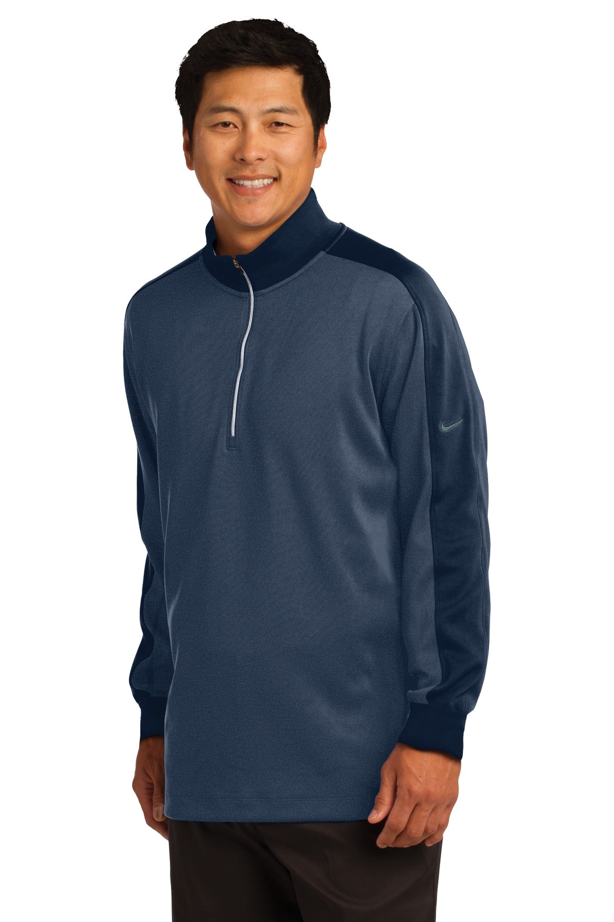 Nike Dri-FIT 1/2-Zip Cover-Up. 578673 - Midnight Navy Heather/ Midnight Navy - three_q