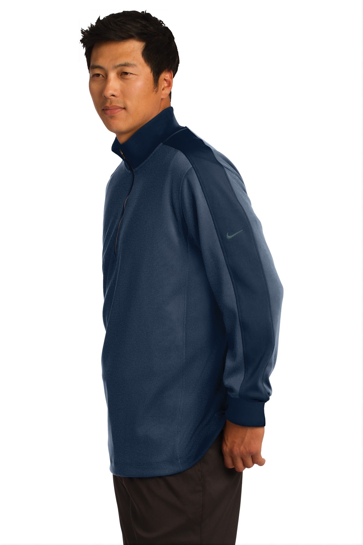 Nike Dri-FIT 1/2-Zip Cover-Up. 578673 - Midnight Navy Heather/ Midnight Navy - side