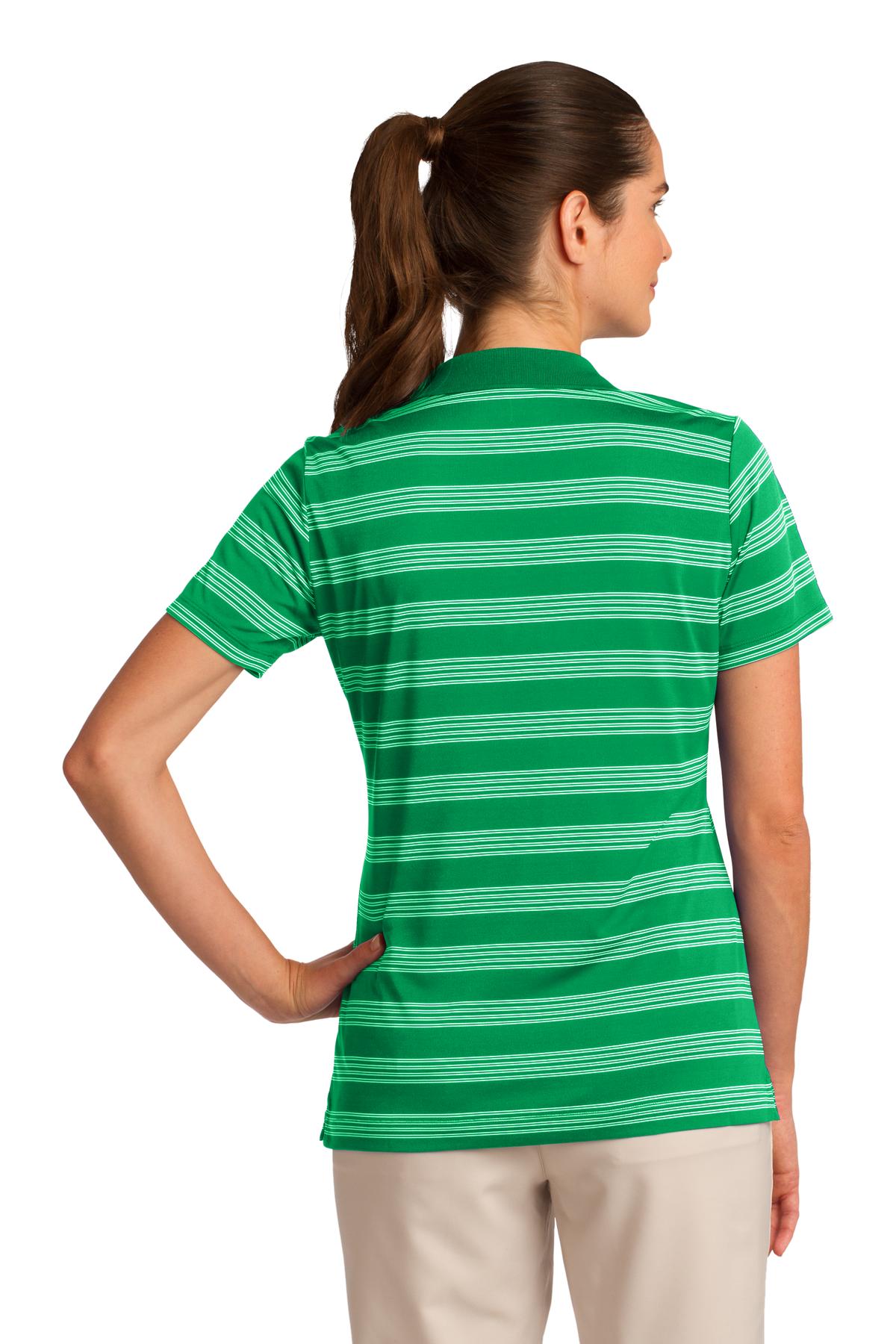 DISCONTINUED Nike Ladies Dri-FIT Tech Stripe Polo. 578678 - Lucky Green - back