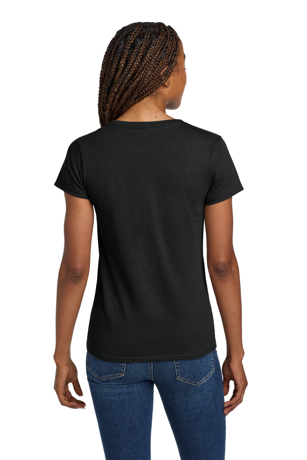 Gildan Women's Heavy Cotton 100% Cotton V-Neck T-Shirt. 5V00L - Black - back