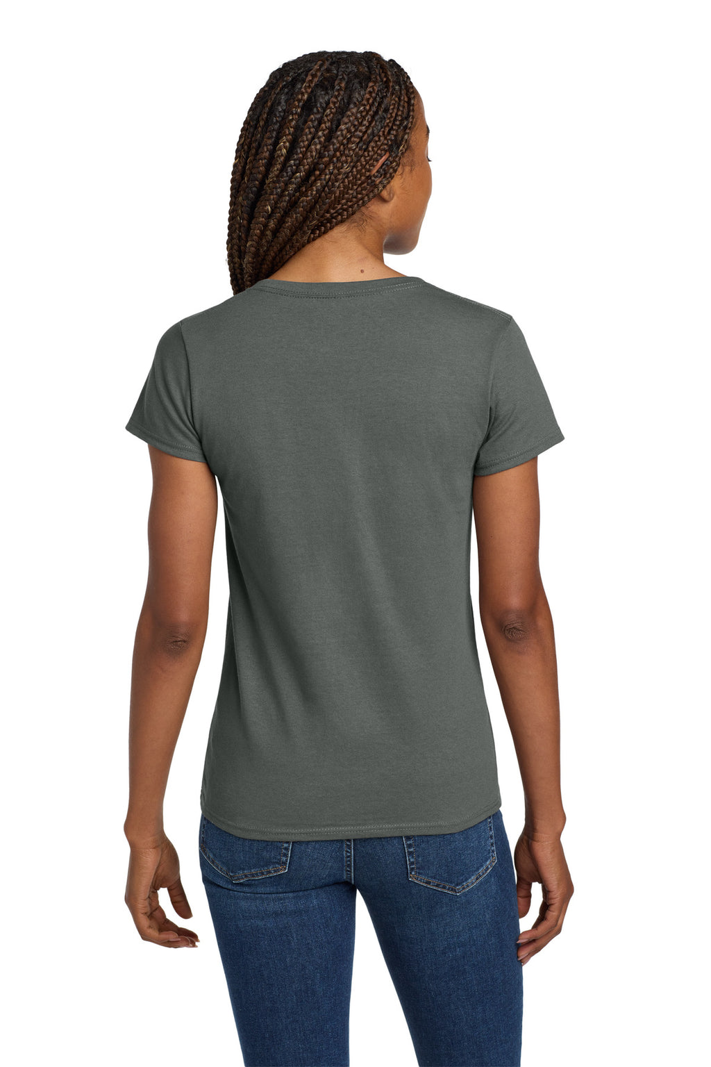 Gildan Women's Heavy Cotton 100% Cotton V-Neck T-Shirt. 5V00L - Charcoal - back