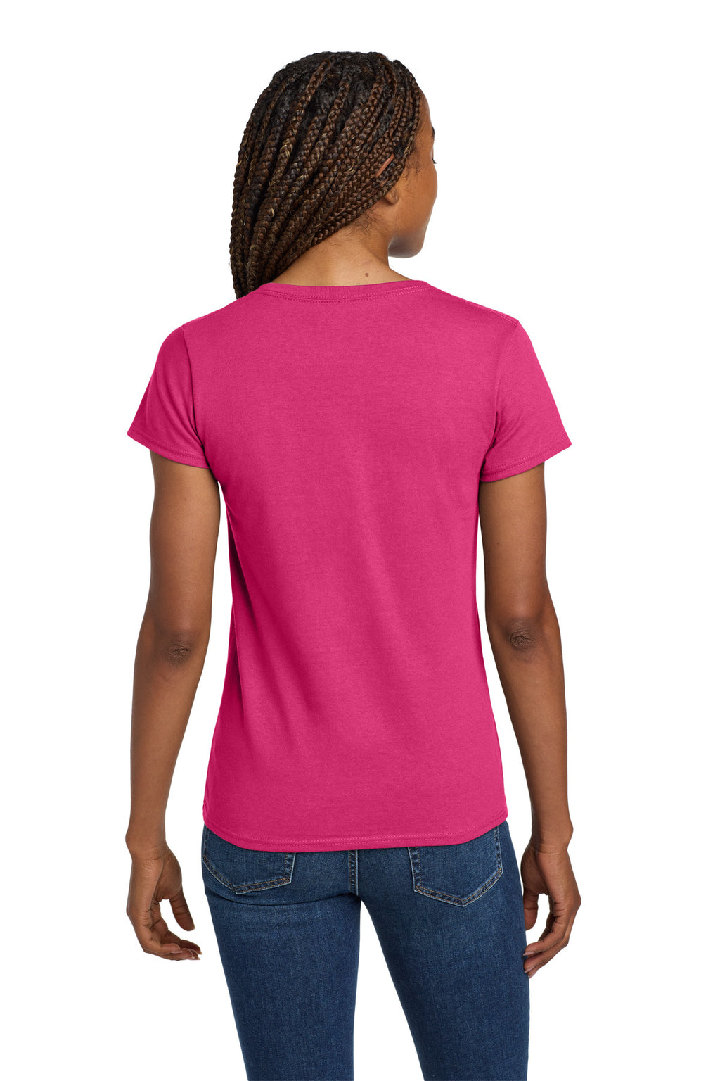 Gildan Women's Heavy Cotton 100% Cotton V-Neck T-Shirt. 5V00L - Heliconia - back