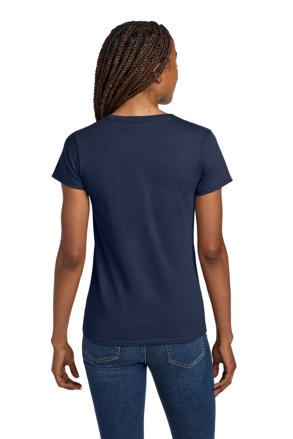 Gildan Women's Heavy Cotton 100% Cotton V-Neck T-Shirt. 5V00L - Navy - back