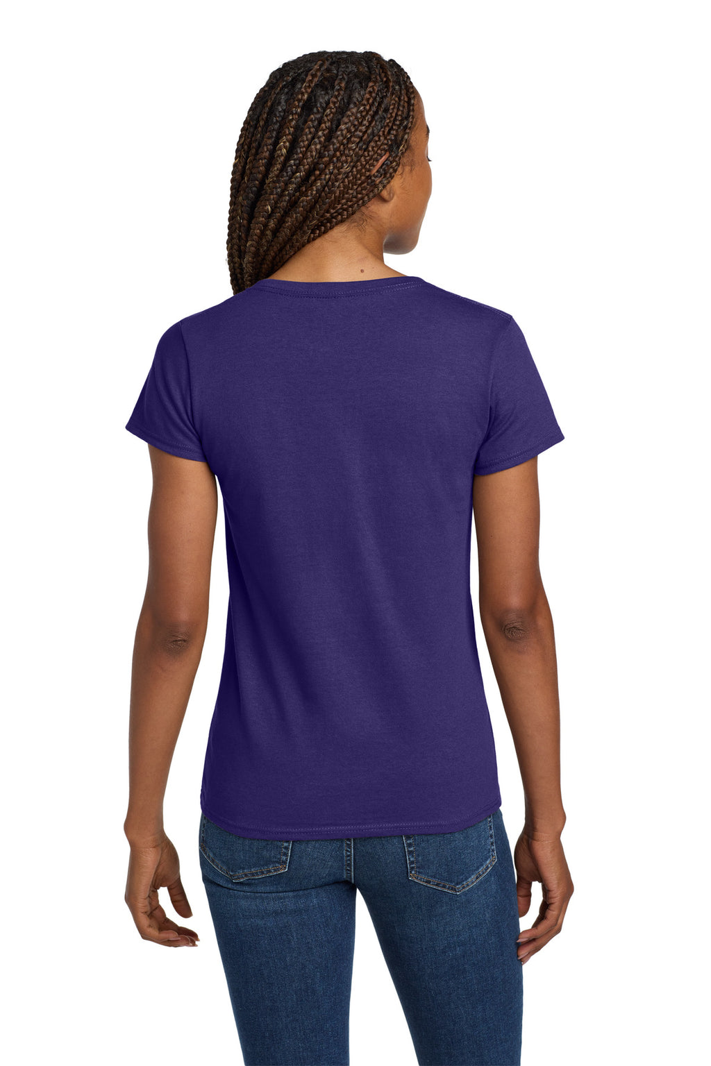 Gildan Women's Heavy Cotton 100% Cotton V-Neck T-Shirt. 5V00L - Purple - back