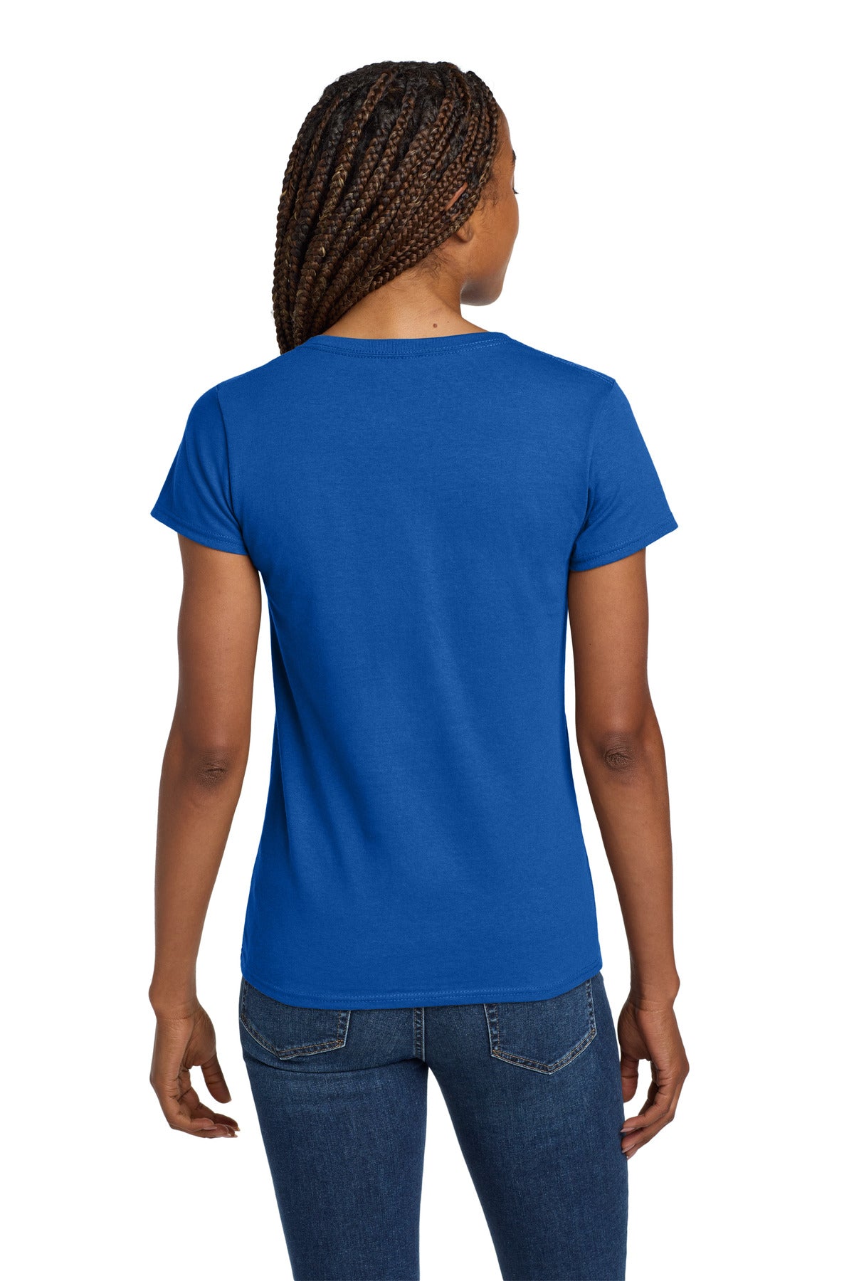 Gildan Women's Heavy Cotton 100% Cotton V-Neck T-Shirt. 5V00L - Royal - back