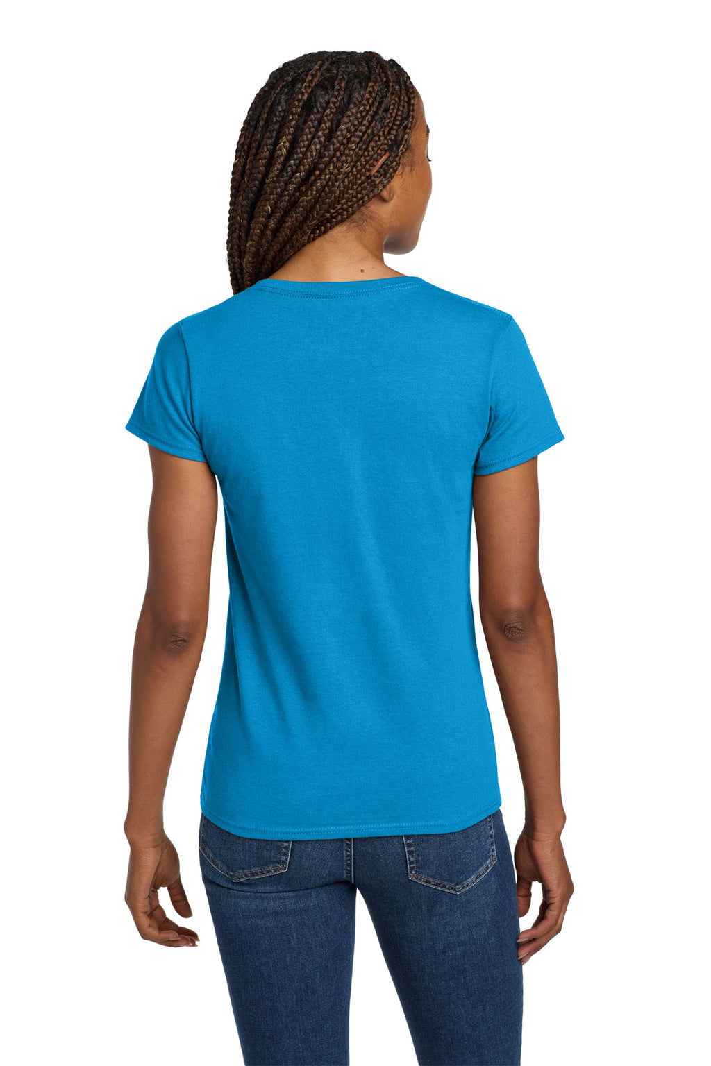 Gildan Women's Heavy Cotton 100% Cotton V-Neck T-Shirt. 5V00L - Sapphire - back