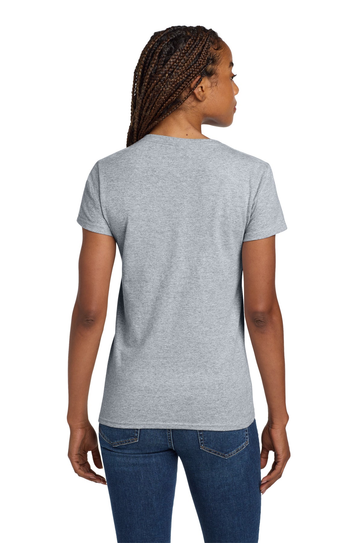 Gildan Women's Heavy Cotton 100% Cotton V-Neck T-Shirt. 5V00L - Sport Grey - back