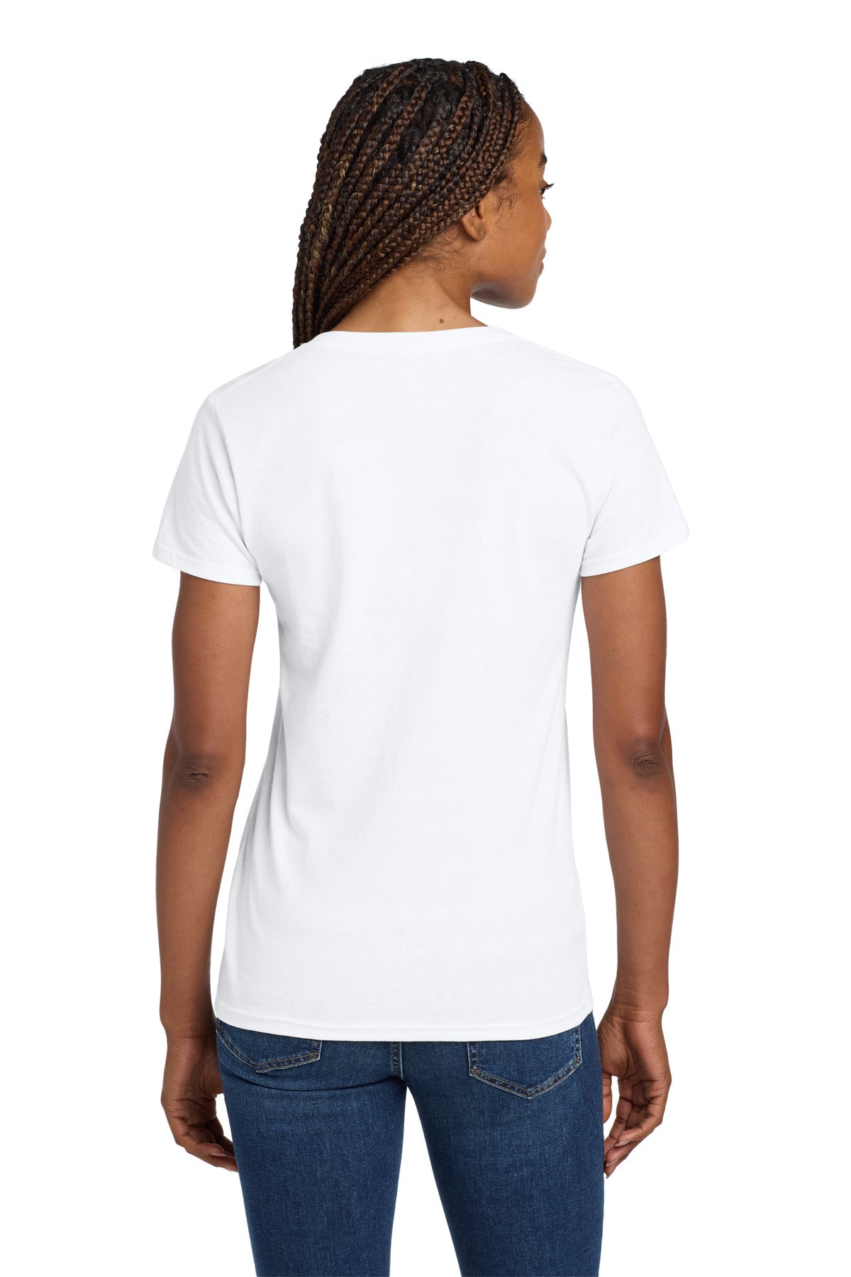 Gildan Women's Heavy Cotton 100% Cotton V-Neck T-Shirt. 5V00L - White - back