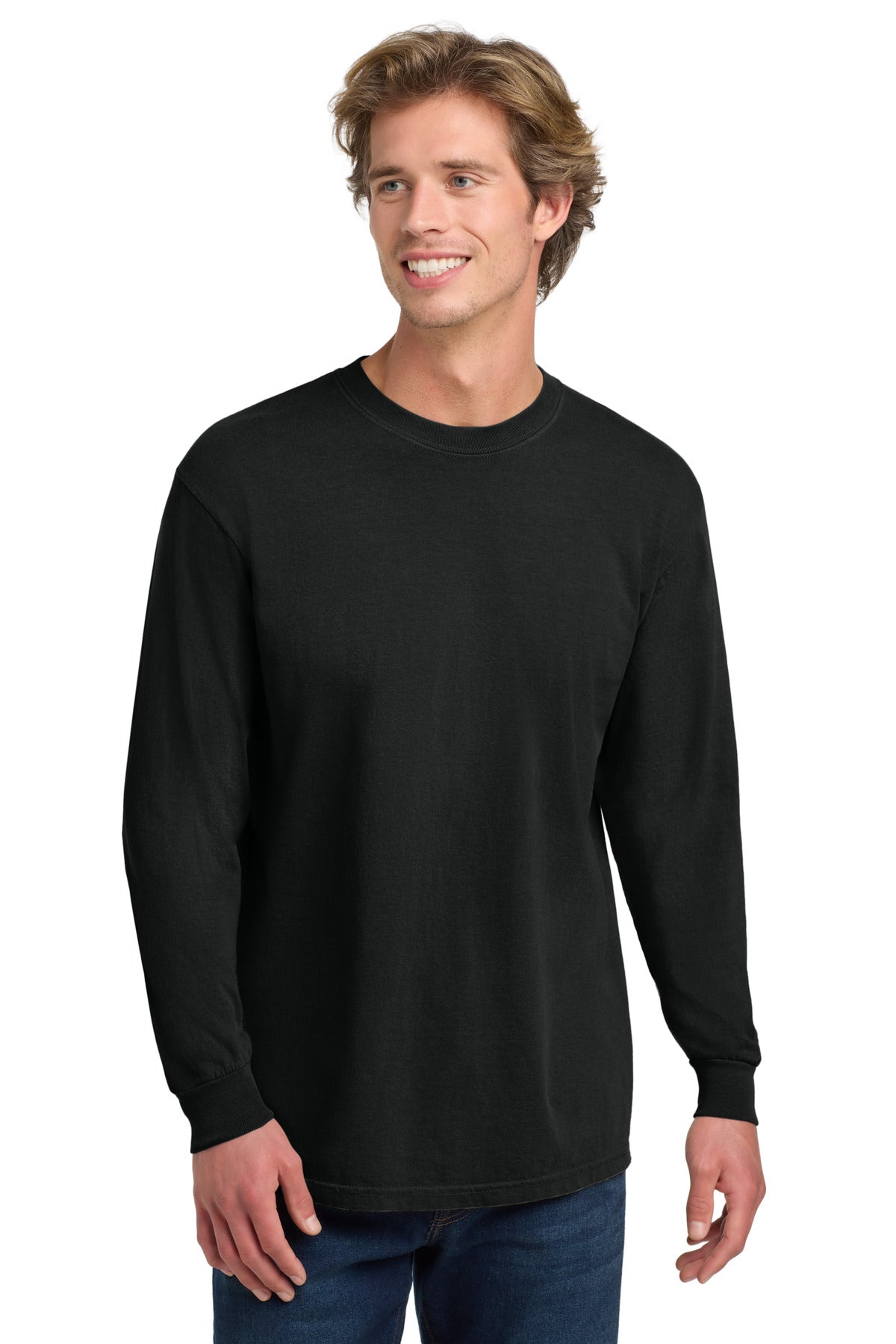 COMFORT COLORS Heavyweight Ring Spun Long Sleeve Tee. 6014 - Black - front
