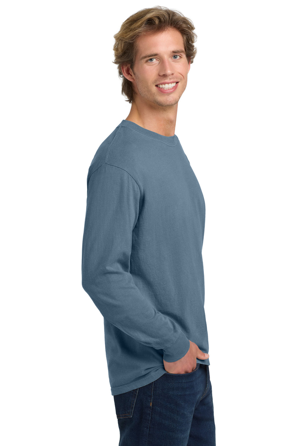 COMFORT COLORS Heavyweight Ring Spun Long Sleeve Tee. 6014 - Blue Jean - side