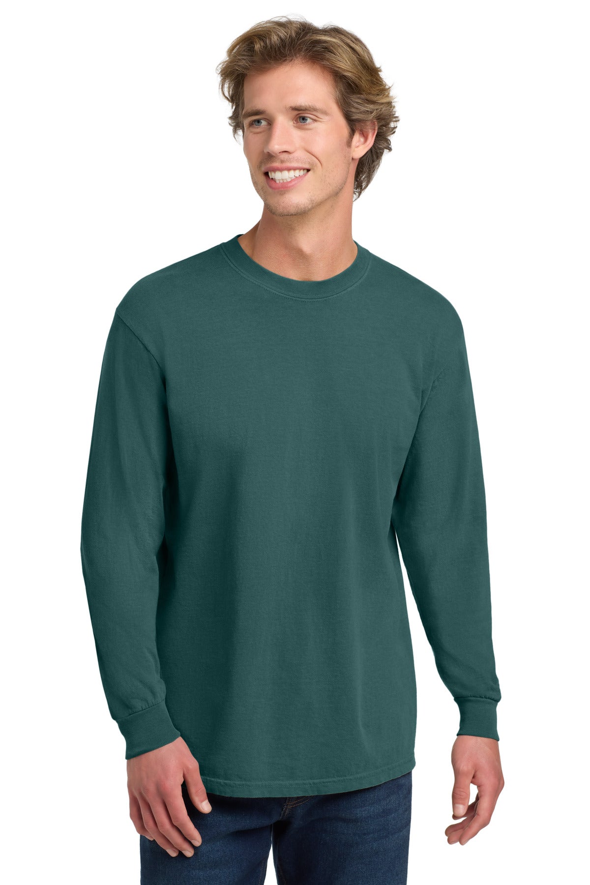 COMFORT COLORS Heavyweight Ring Spun Long Sleeve Tee. 6014 - Blue Spruce - front