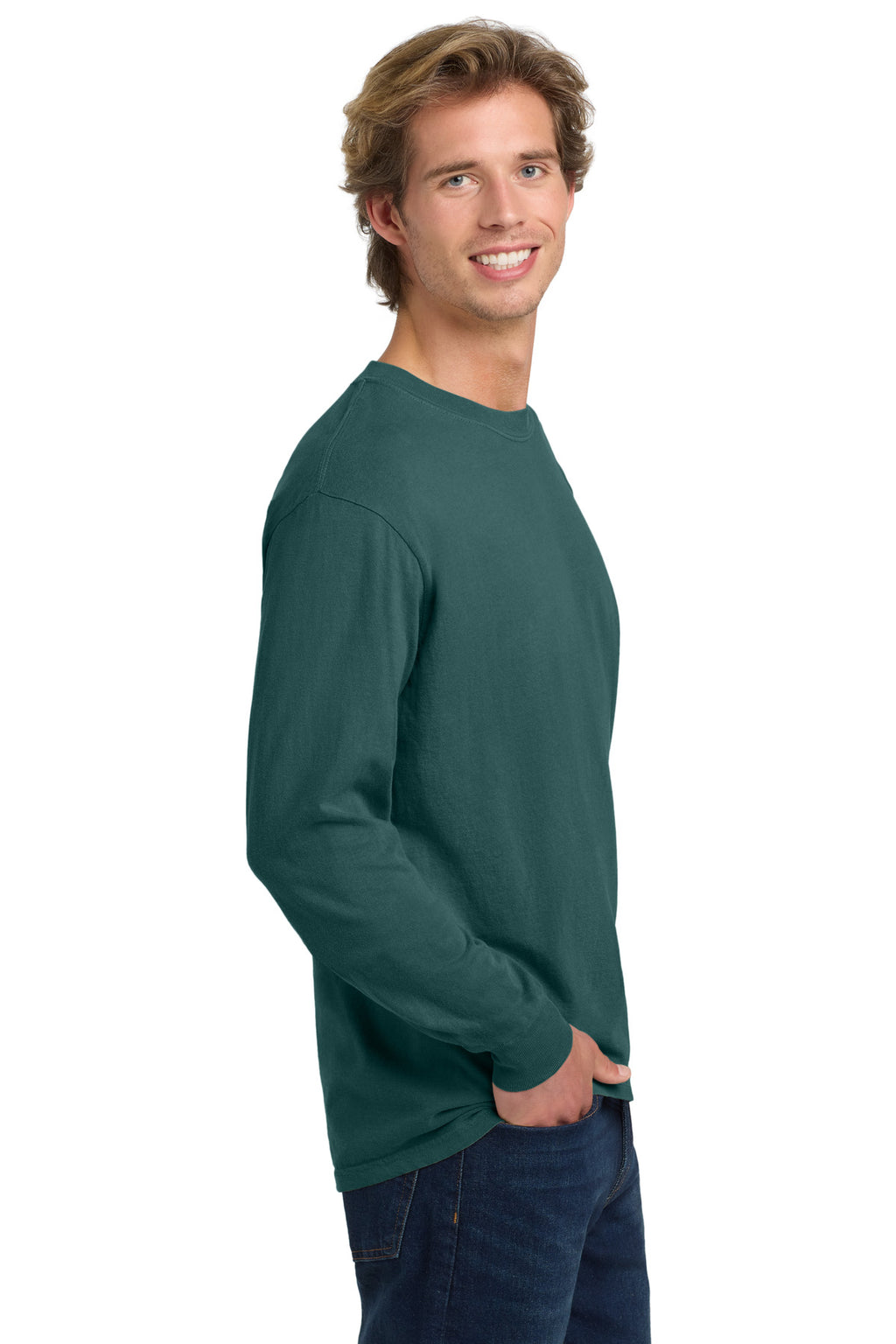 COMFORT COLORS Heavyweight Ring Spun Long Sleeve Tee. 6014 - Blue Spruce - side