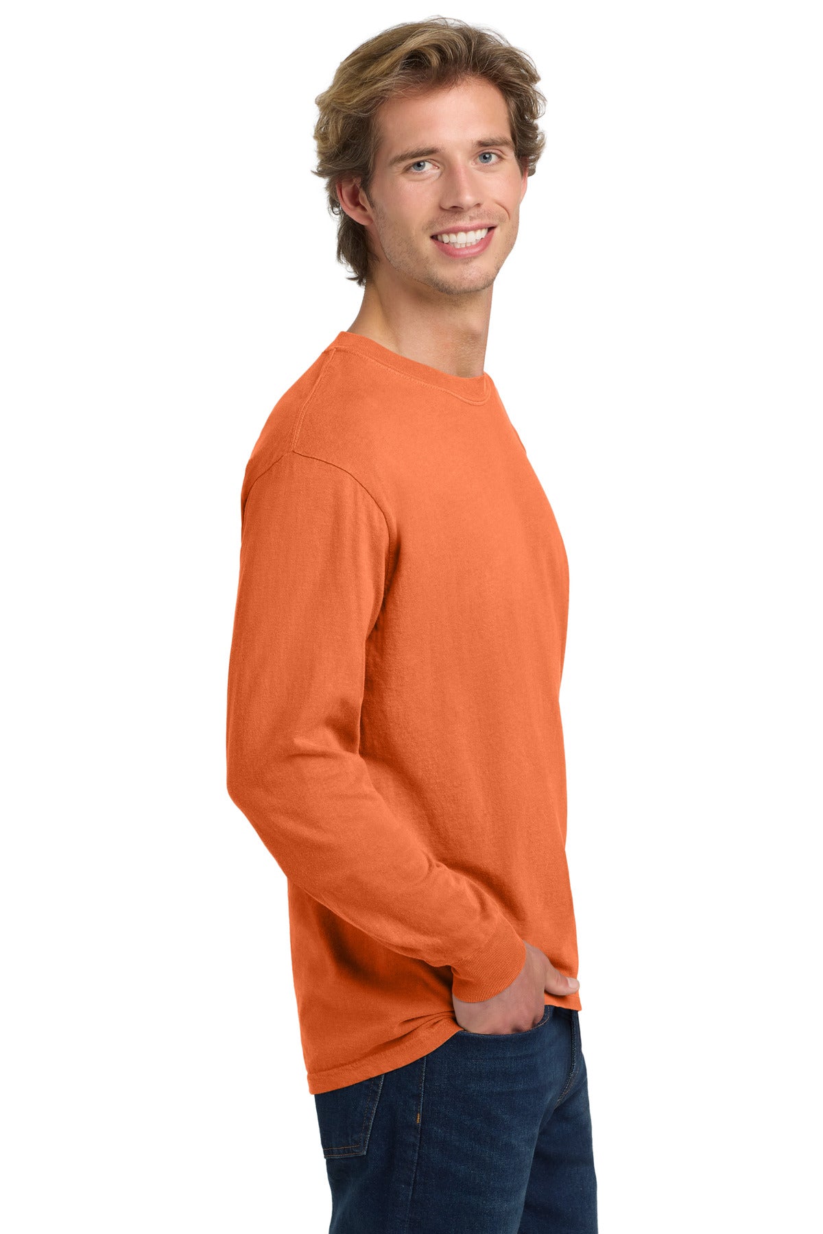 COMFORT COLORS Heavyweight Ring Spun Long Sleeve Tee. 6014 - Burnt Orange - side