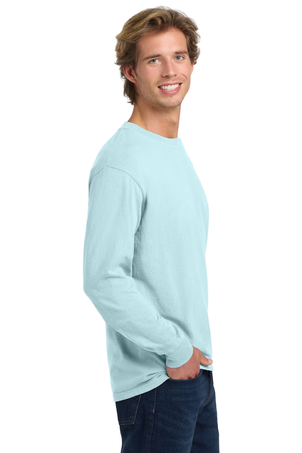 COMFORT COLORS Heavyweight Ring Spun Long Sleeve Tee. 6014 - Chambray - side