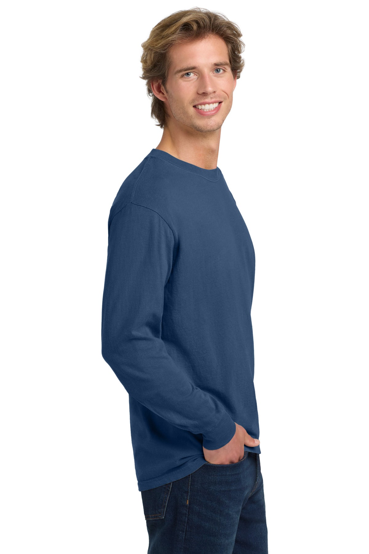COMFORT COLORS Heavyweight Ring Spun Long Sleeve Tee. 6014 - China Blue - side
