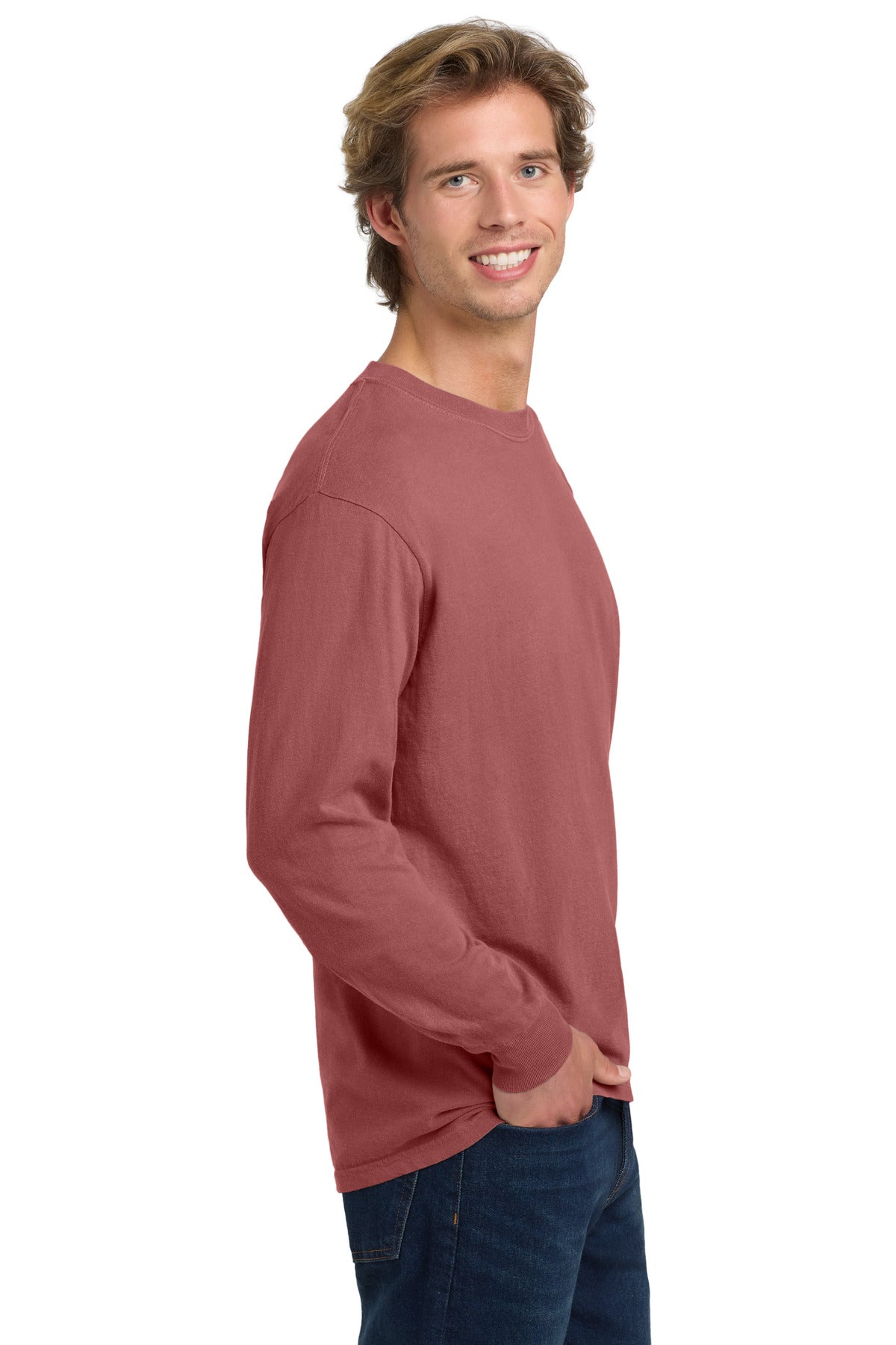 COMFORT COLORS Heavyweight Ring Spun Long Sleeve Tee. 6014 - Crimson - side