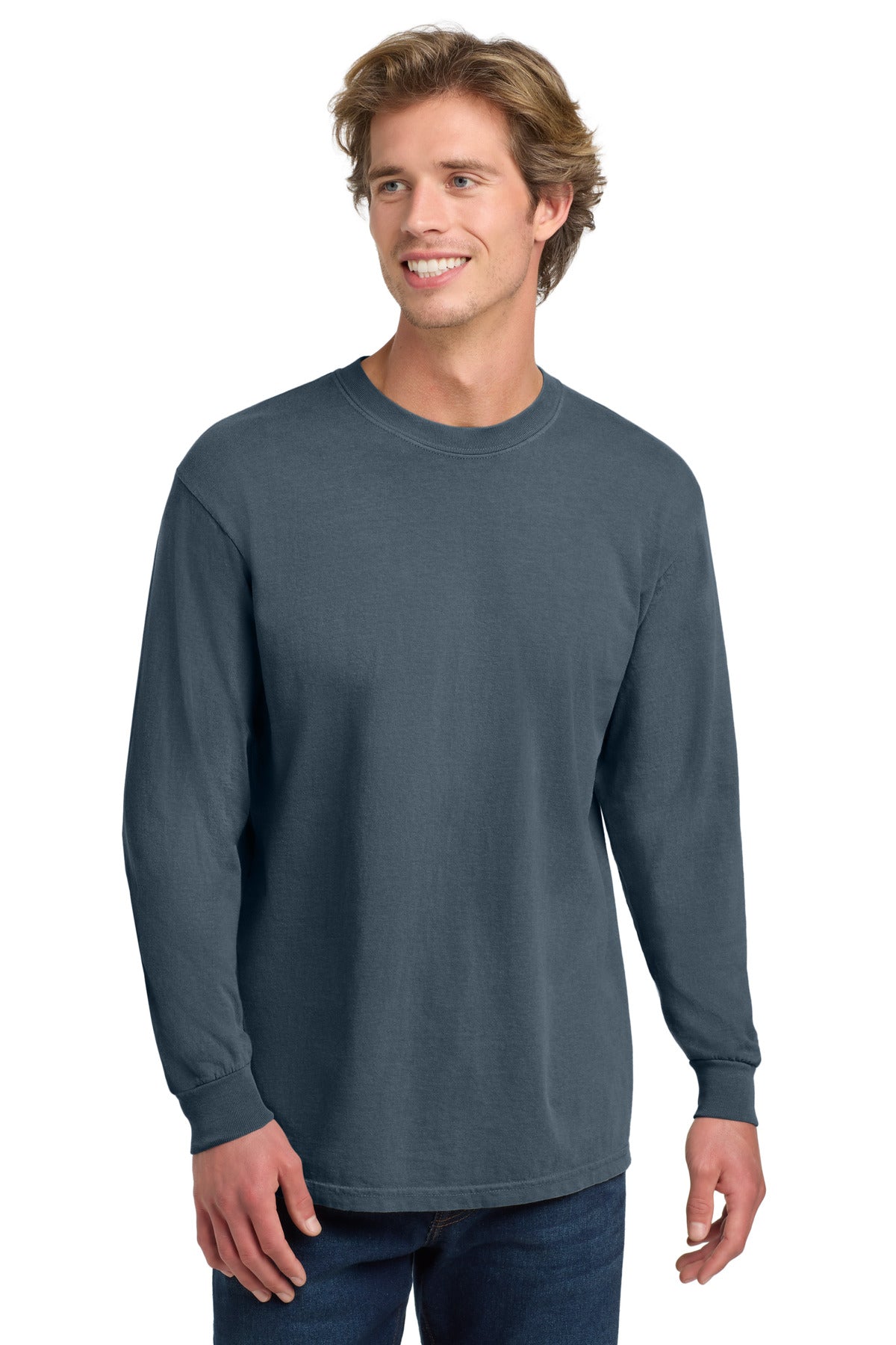 COMFORT COLORS Heavyweight Ring Spun Long Sleeve Tee. 6014 - Denim - front