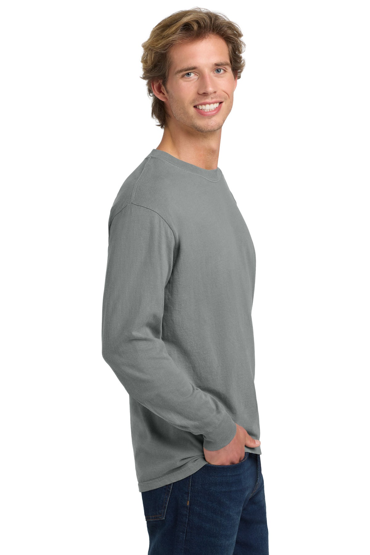 COMFORT COLORS Heavyweight Ring Spun Long Sleeve Tee. 6014 - Granite - side