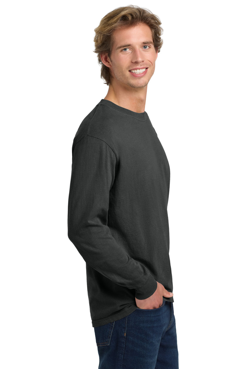 COMFORT COLORS Heavyweight Ring Spun Long Sleeve Tee. 6014 - Graphite - side