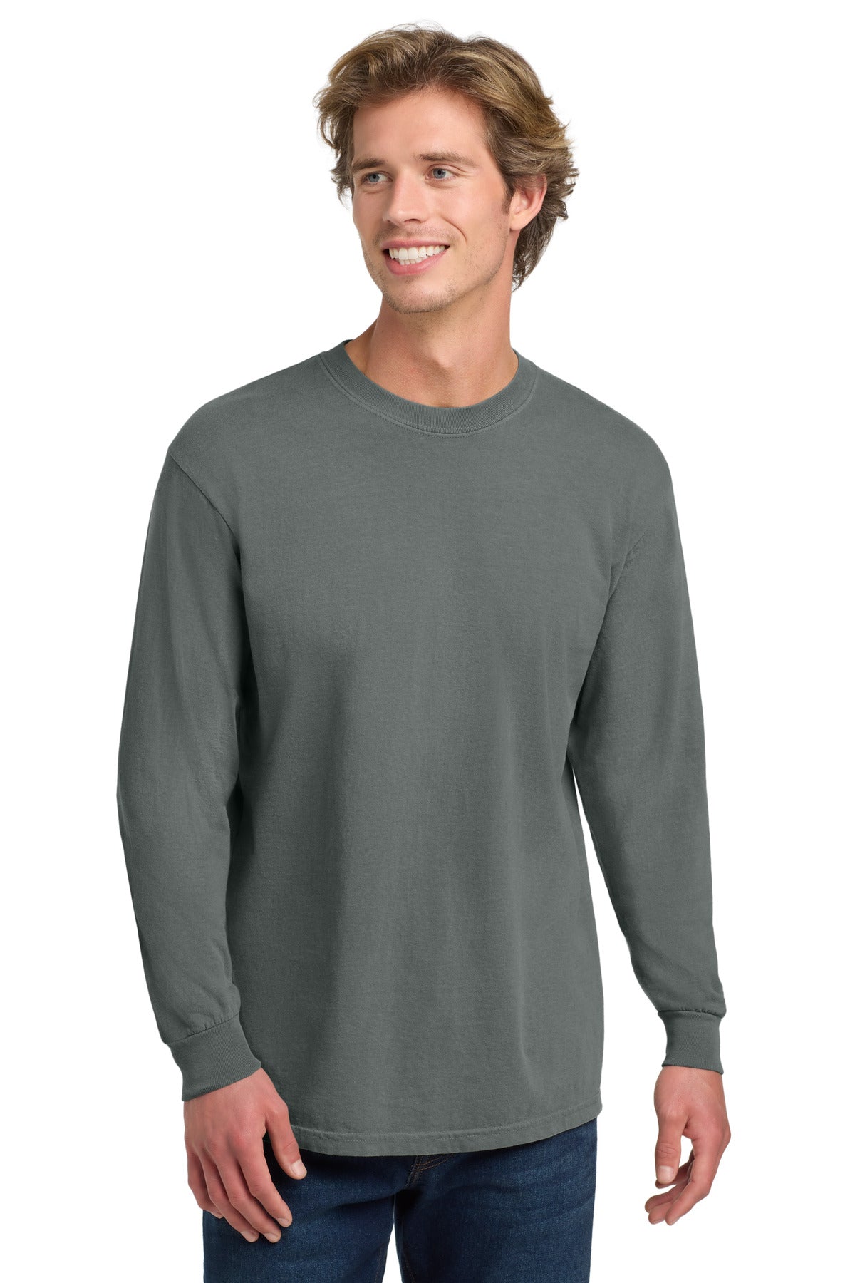 COMFORT COLORS Heavyweight Ring Spun Long Sleeve Tee. 6014 - Grey - front