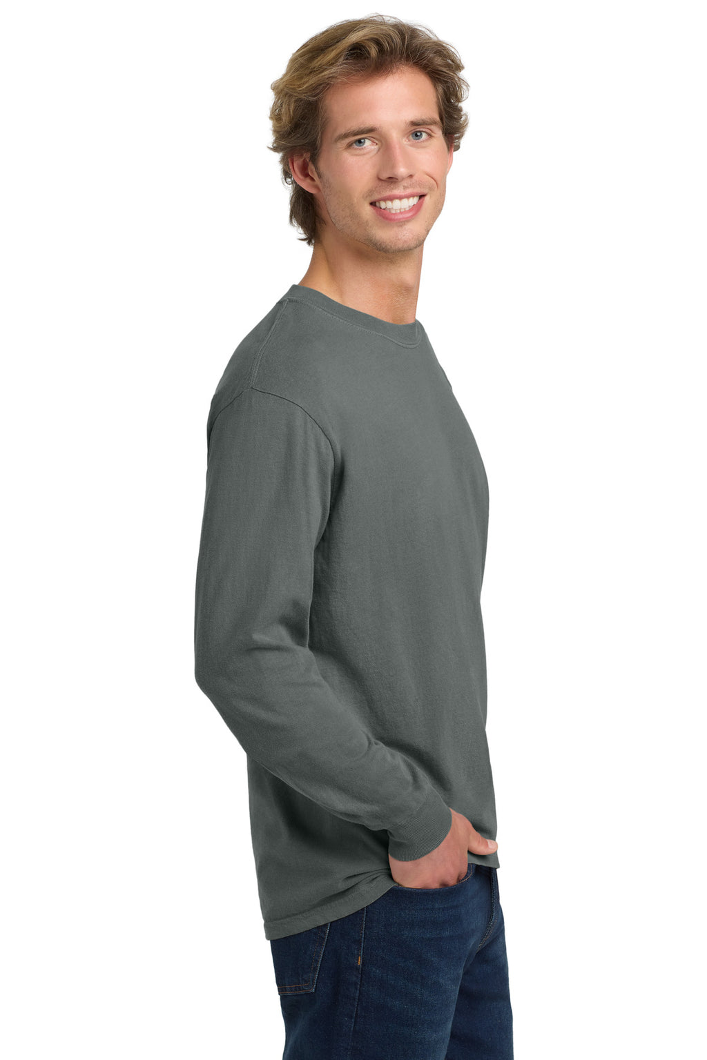 COMFORT COLORS Heavyweight Ring Spun Long Sleeve Tee. 6014 - Grey - side