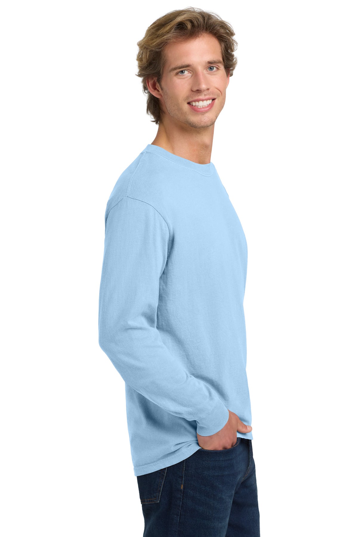 COMFORT COLORS Heavyweight Ring Spun Long Sleeve Tee. 6014 - Hydrangea - side