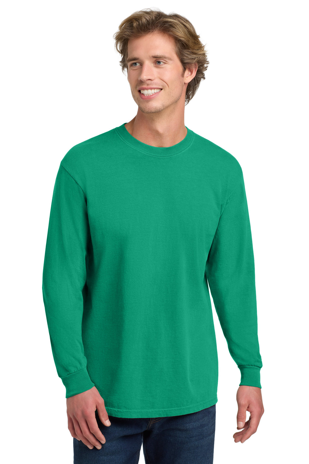 COMFORT COLORS Heavyweight Ring Spun Long Sleeve Tee. 6014 - Island Green - front