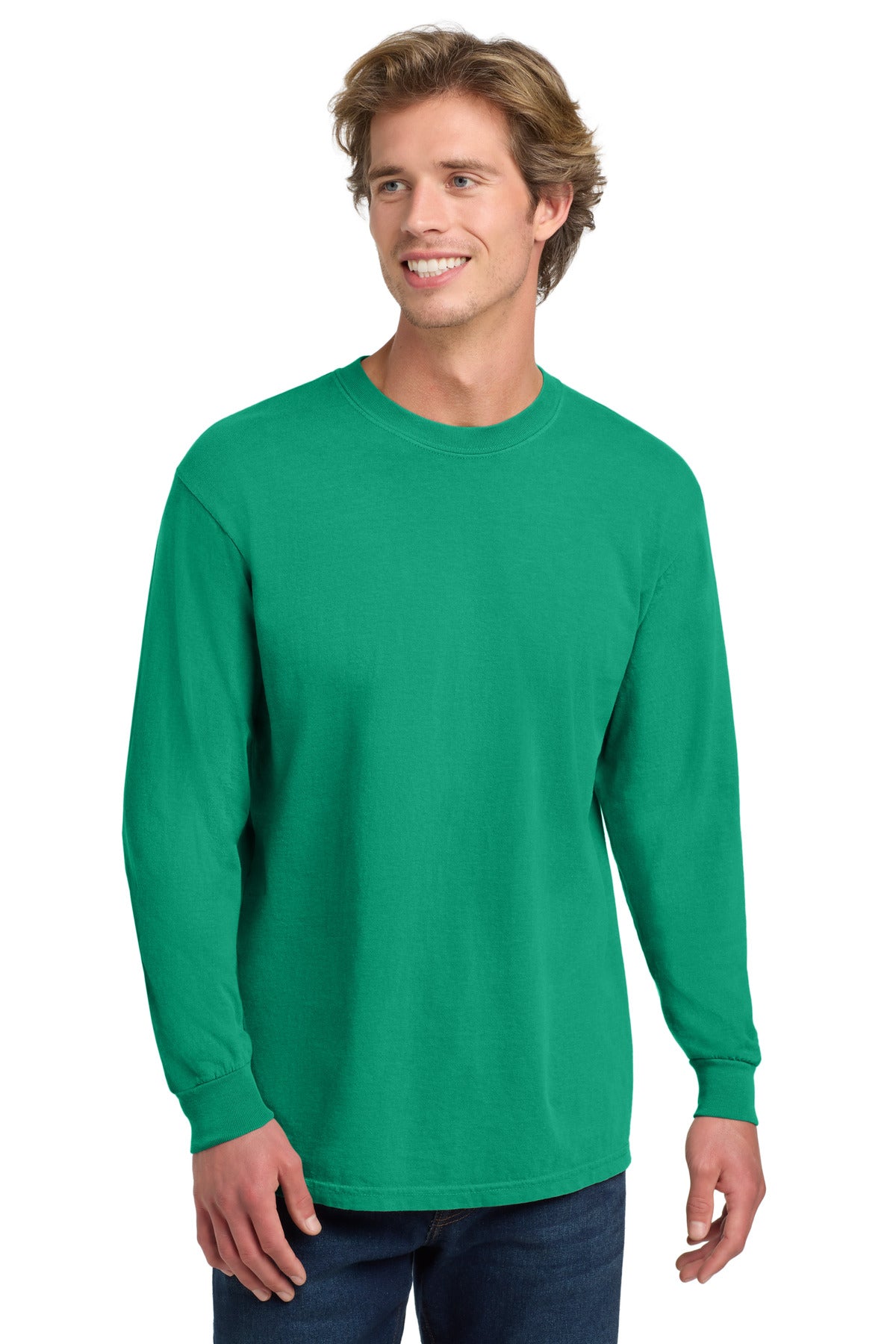 COMFORT COLORS Heavyweight Ring Spun Long Sleeve Tee. 6014 - Island Green - front