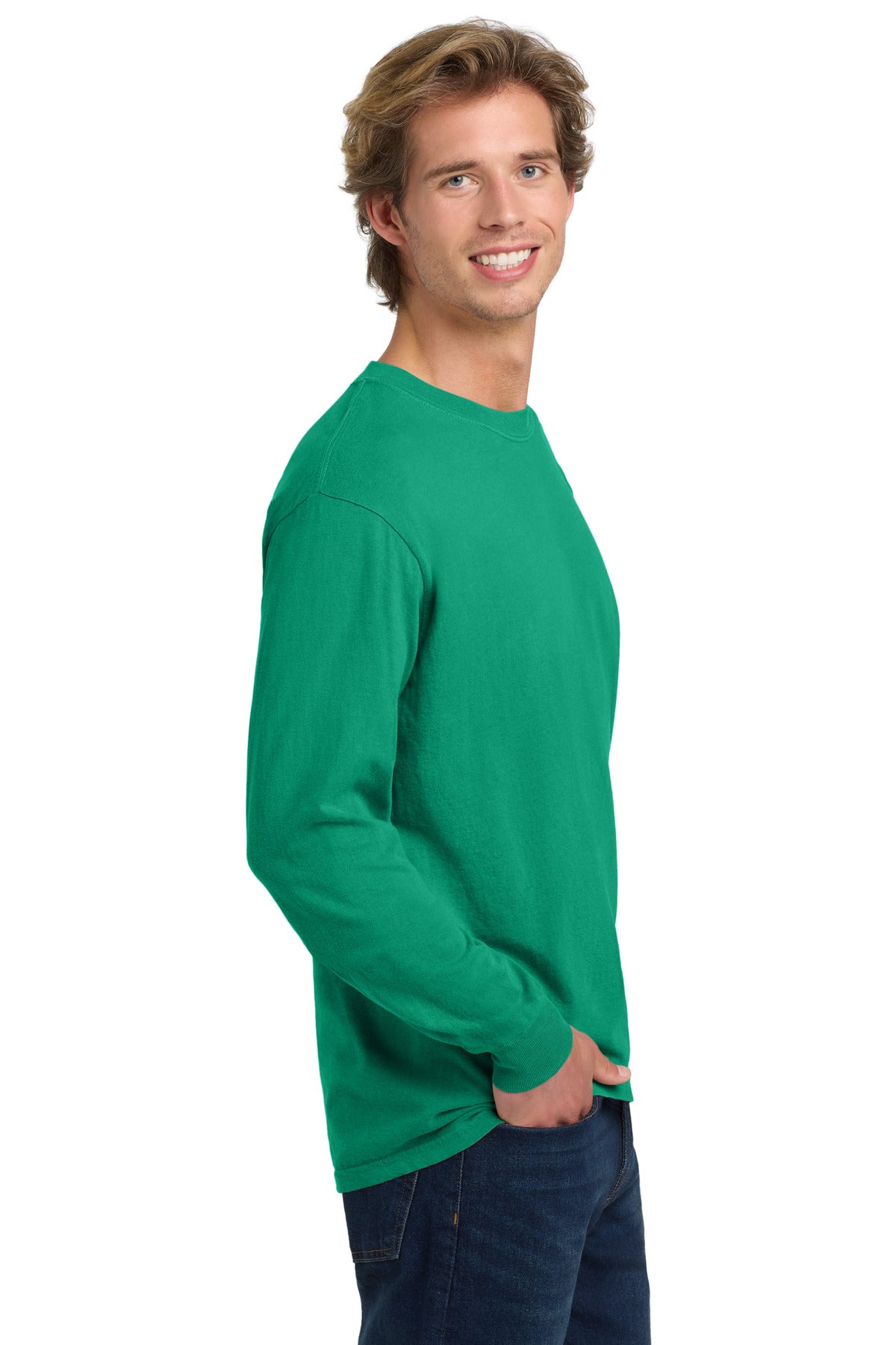 COMFORT COLORS Heavyweight Ring Spun Long Sleeve Tee. 6014 - Island Green - side