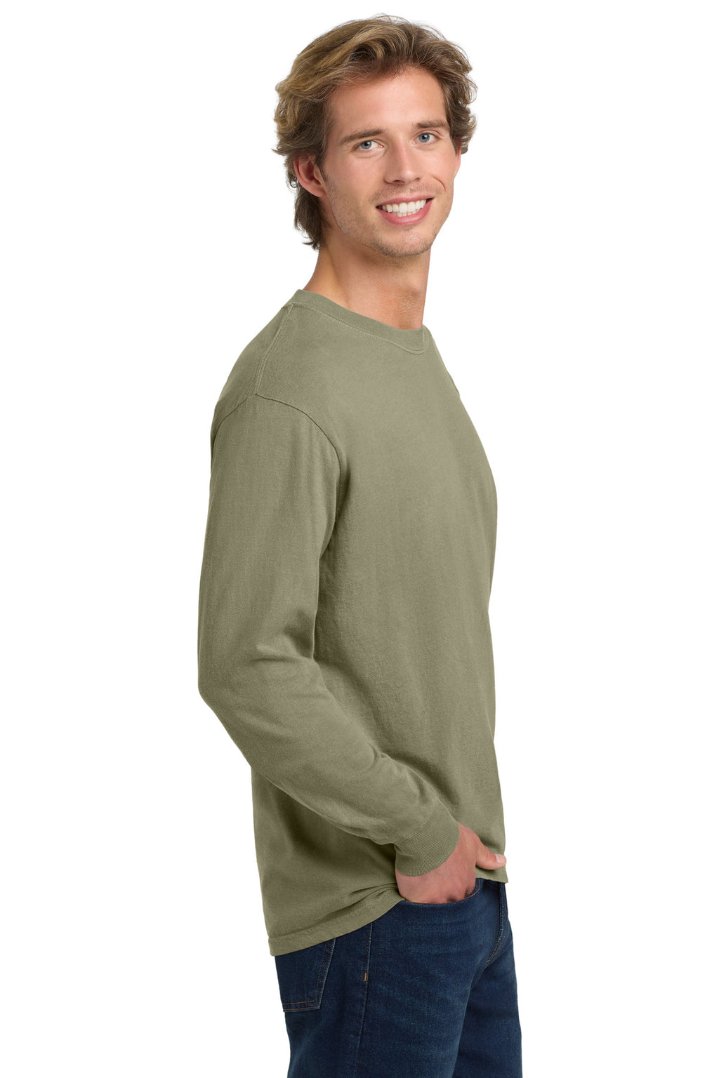 COMFORT COLORS Heavyweight Ring Spun Long Sleeve Tee. 6014 - Khaki - side