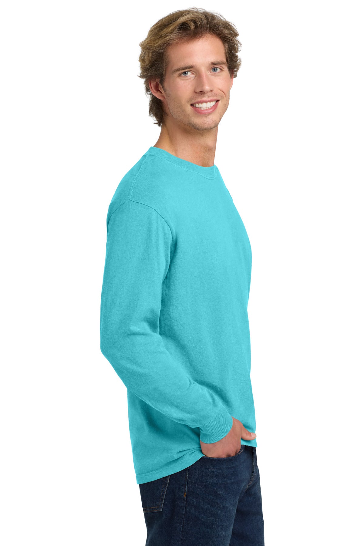 COMFORT COLORS Heavyweight Ring Spun Long Sleeve Tee. 6014 - Lagoon - side