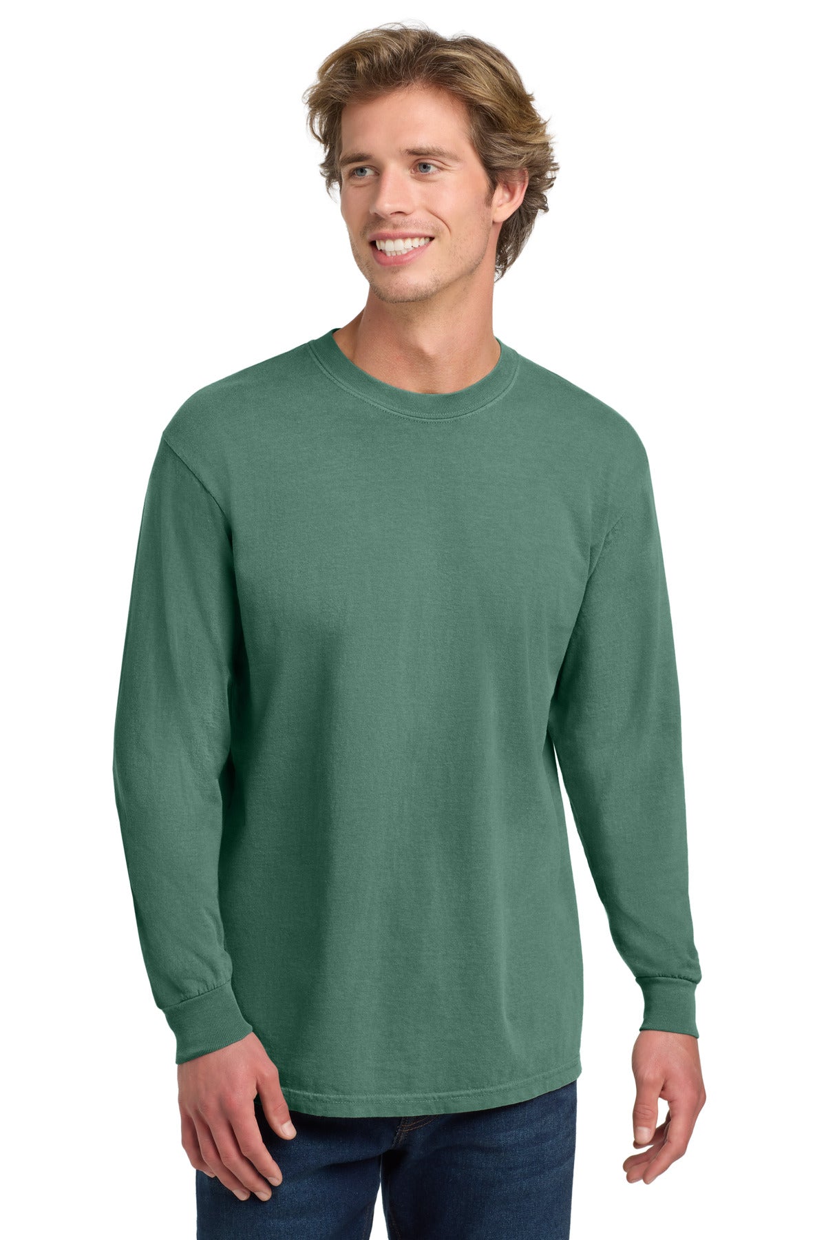 COMFORT COLORS Heavyweight Ring Spun Long Sleeve Tee. 6014 - Light Green - front