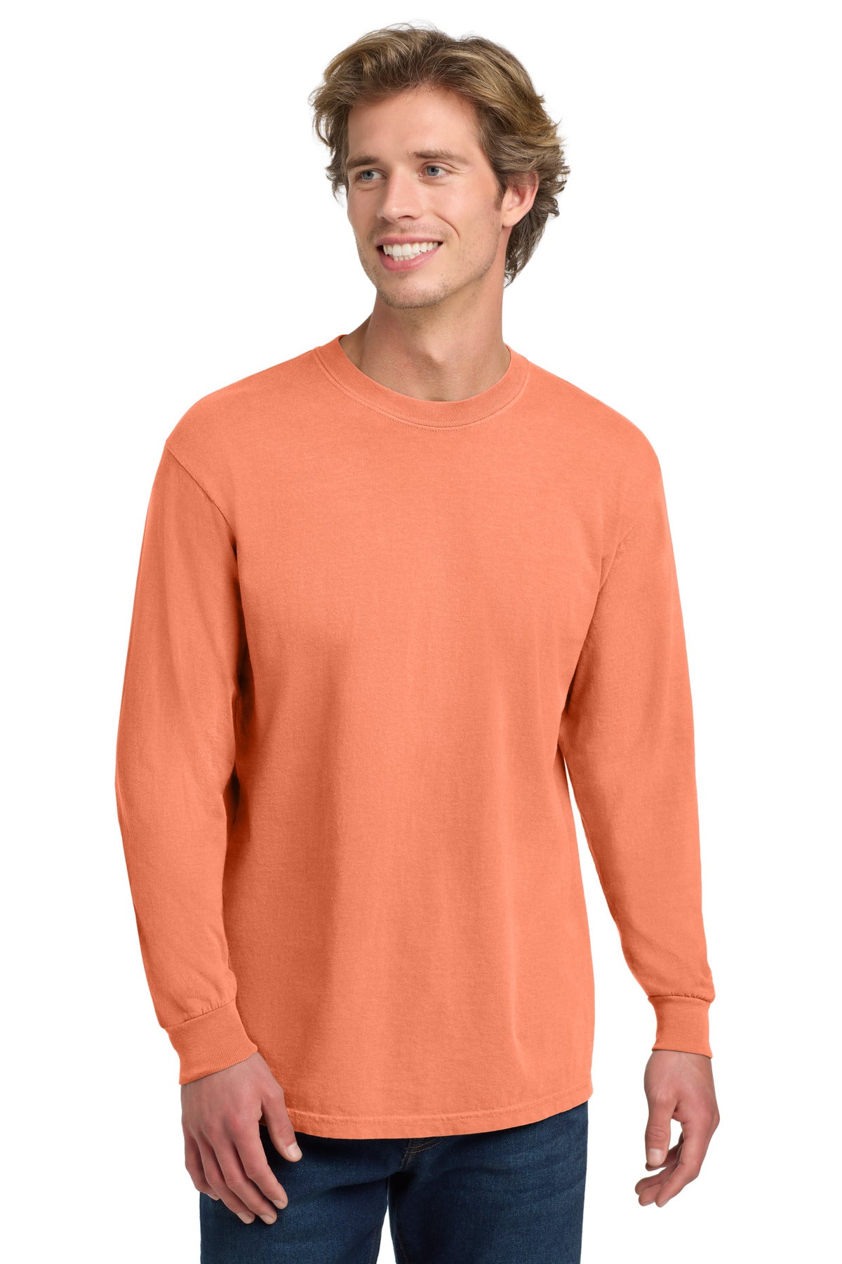 COMFORT COLORS Heavyweight Ring Spun Long Sleeve Tee. 6014 - Melon - front