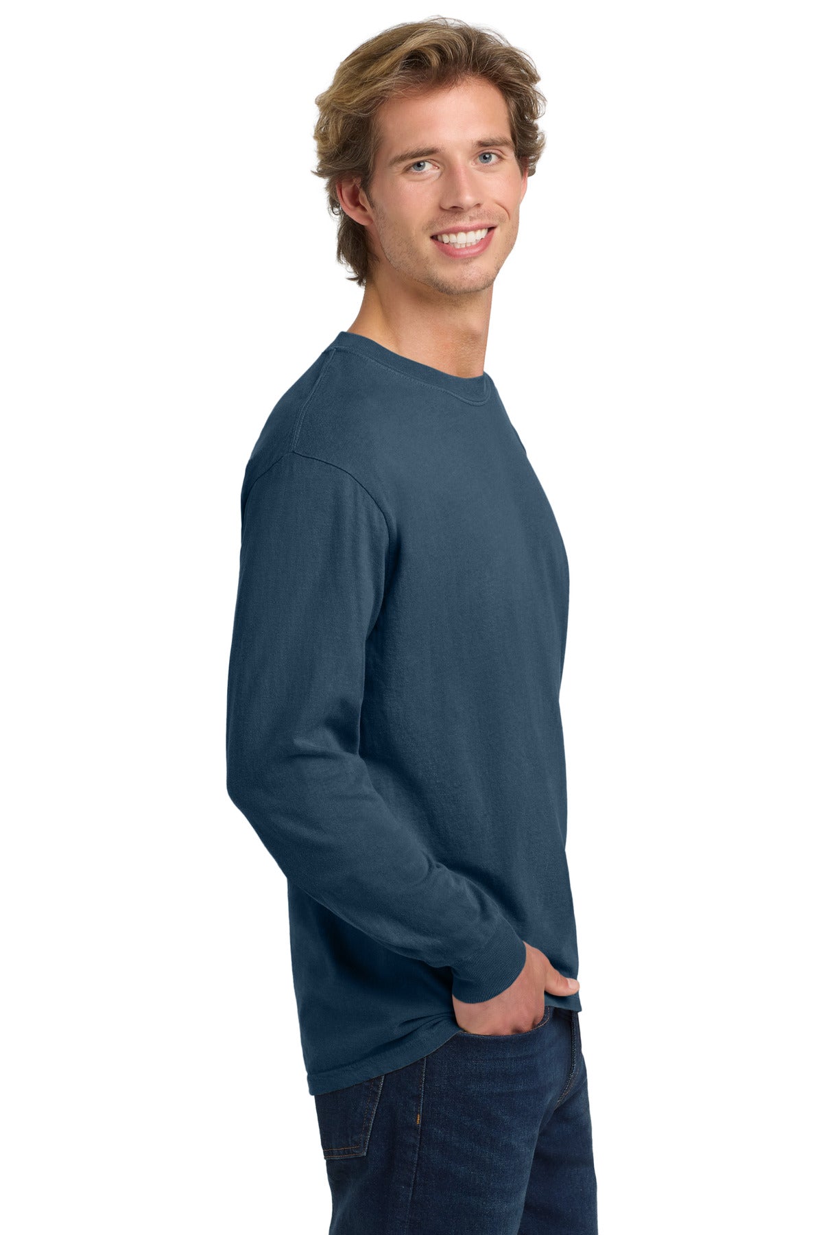 COMFORT COLORS Heavyweight Ring Spun Long Sleeve Tee. 6014 - Midnight - side