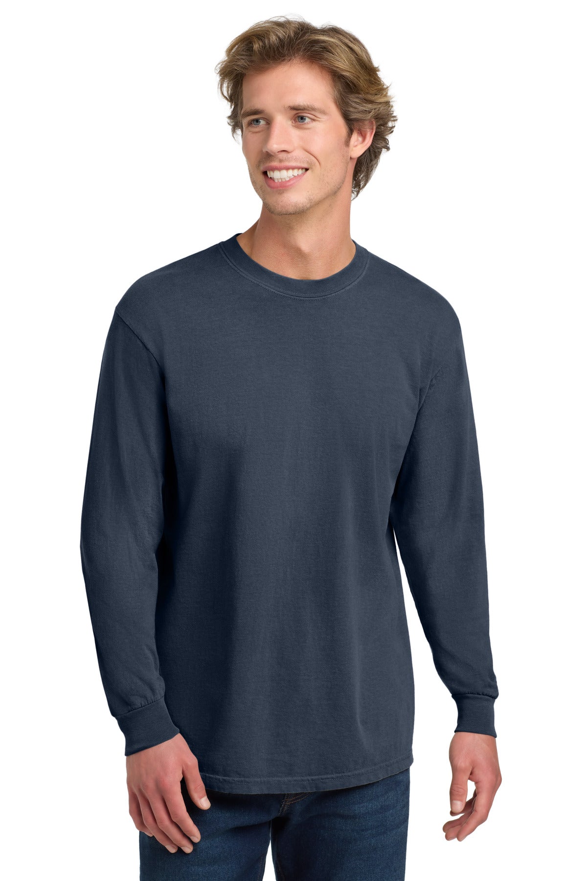 COMFORT COLORS Heavyweight Ring Spun Long Sleeve Tee. 6014 - Navy - front