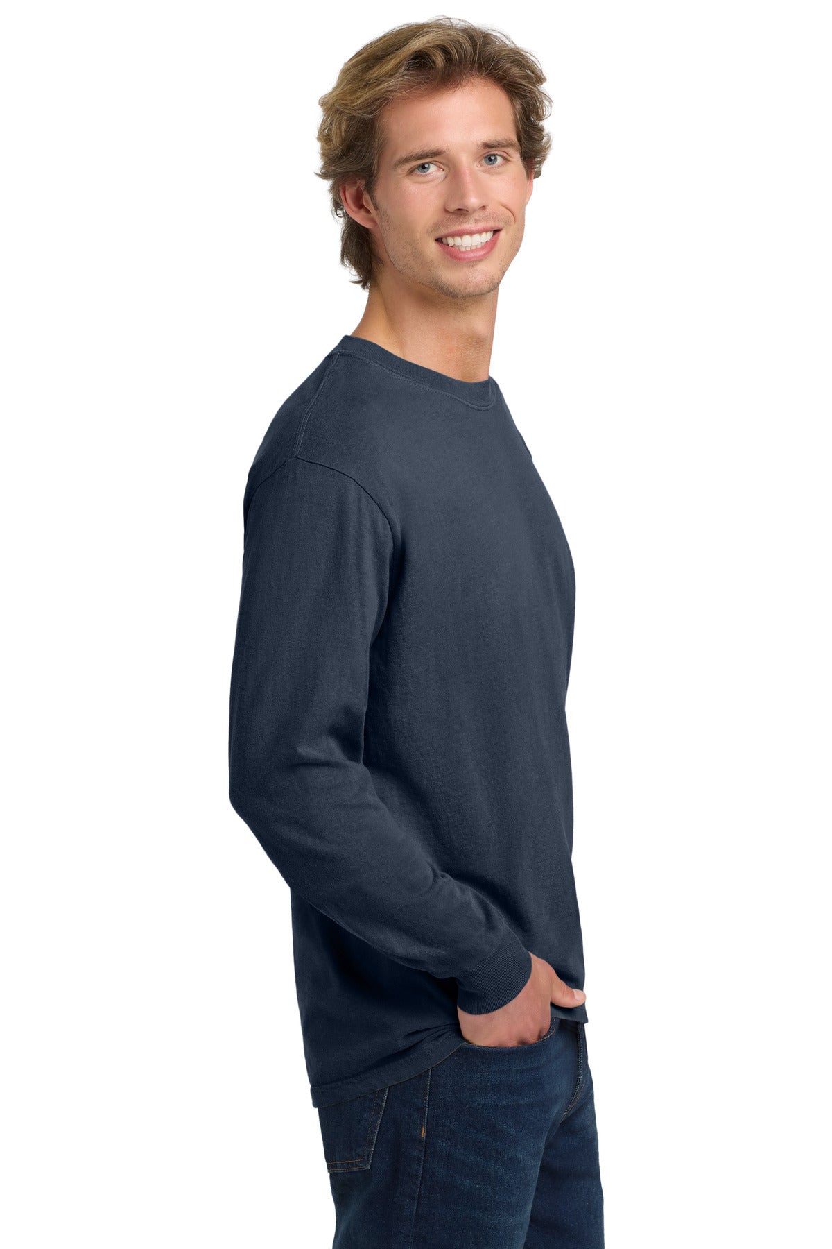 COMFORT COLORS Heavyweight Ring Spun Long Sleeve Tee. 6014 - Navy - side