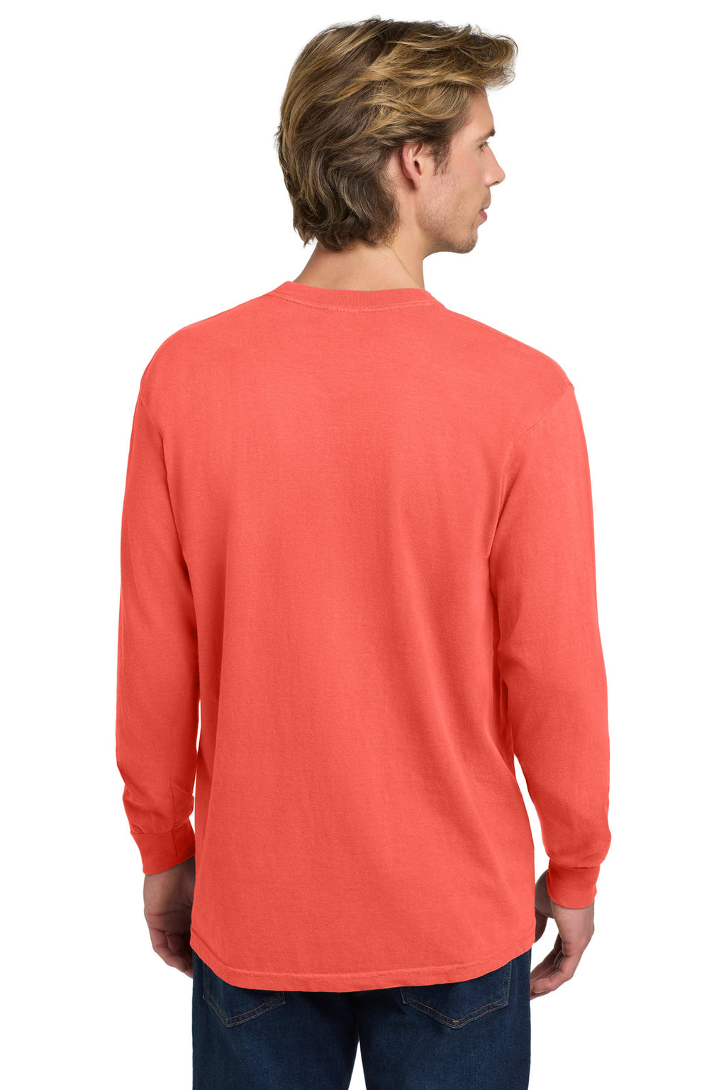 COMFORT COLORS Heavyweight Ring Spun Long Sleeve Tee. 6014 - Neon Red Orange - back