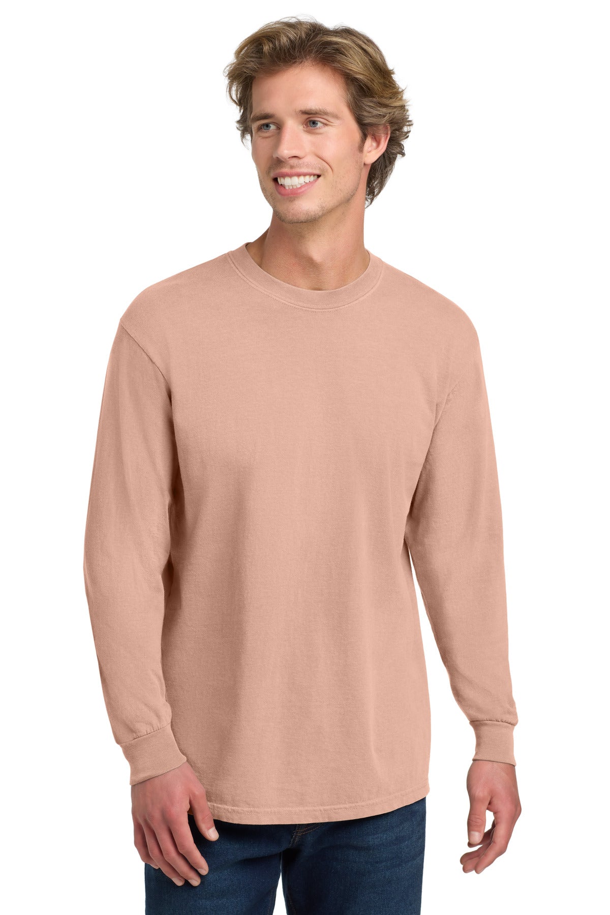 COMFORT COLORS Heavyweight Ring Spun Long Sleeve Tee. 6014 - Peachy - front