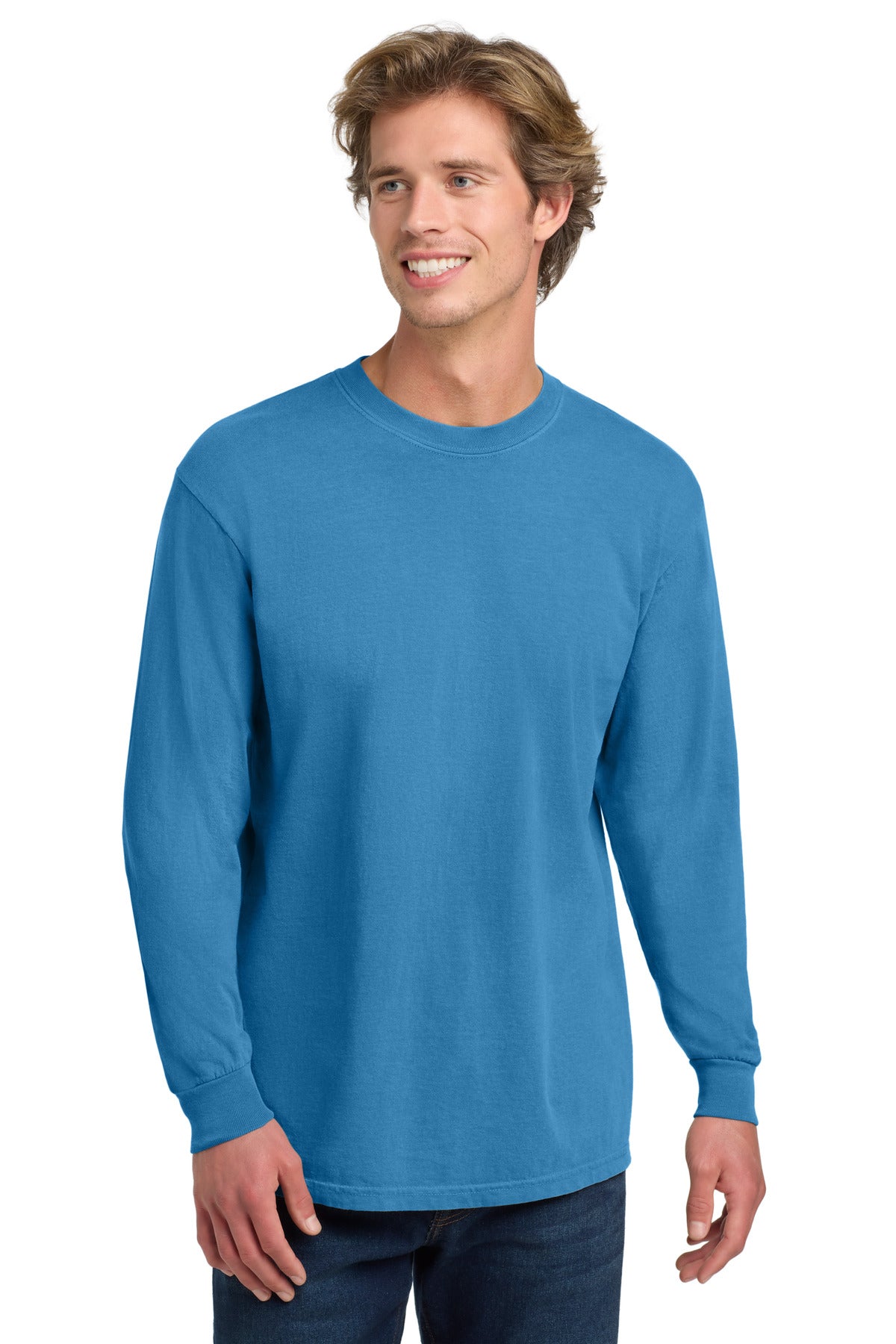 COMFORT COLORS Heavyweight Ring Spun Long Sleeve Tee. 6014 - Royal Caribe - front